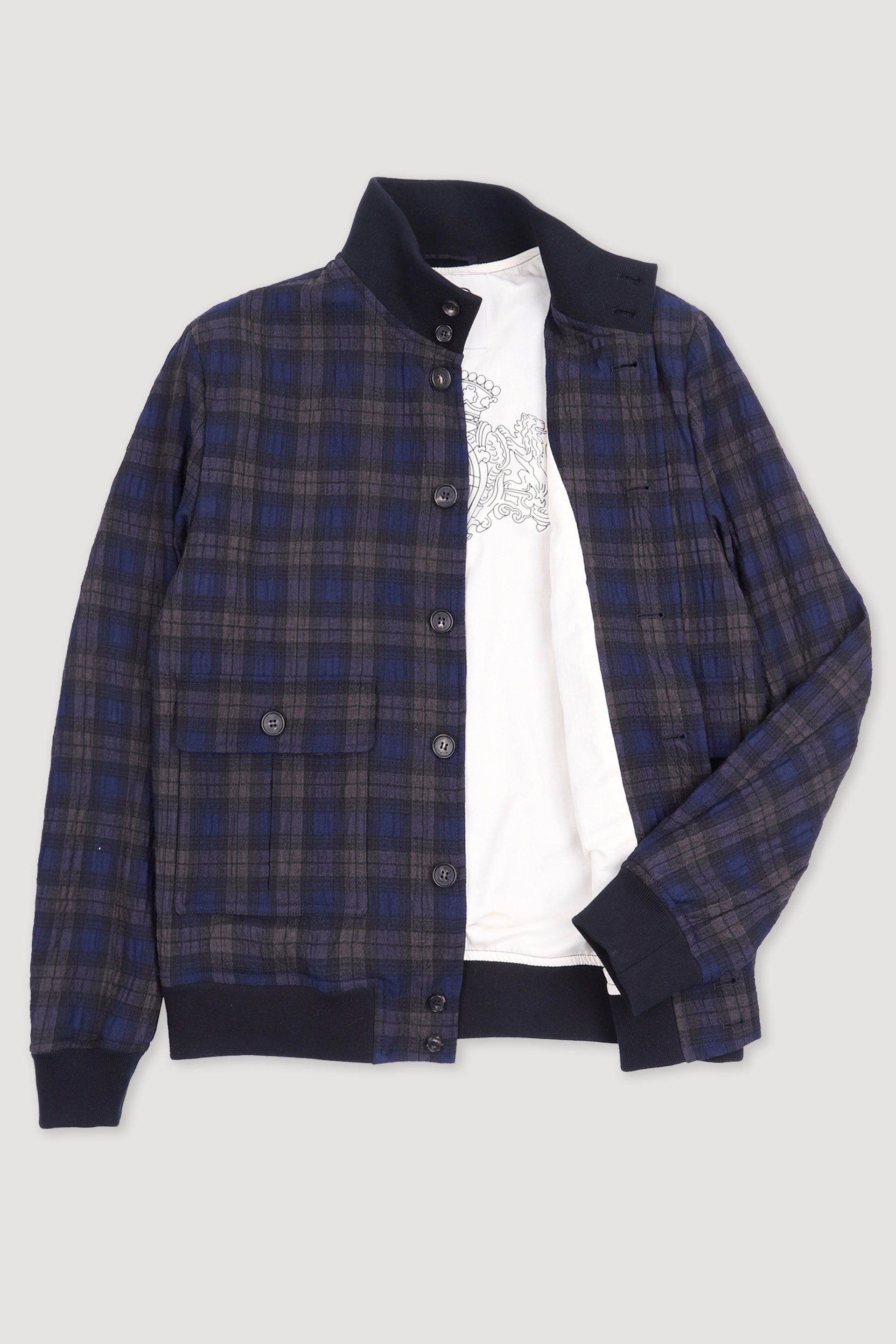 Seersucker Valstarino - Navy/brown