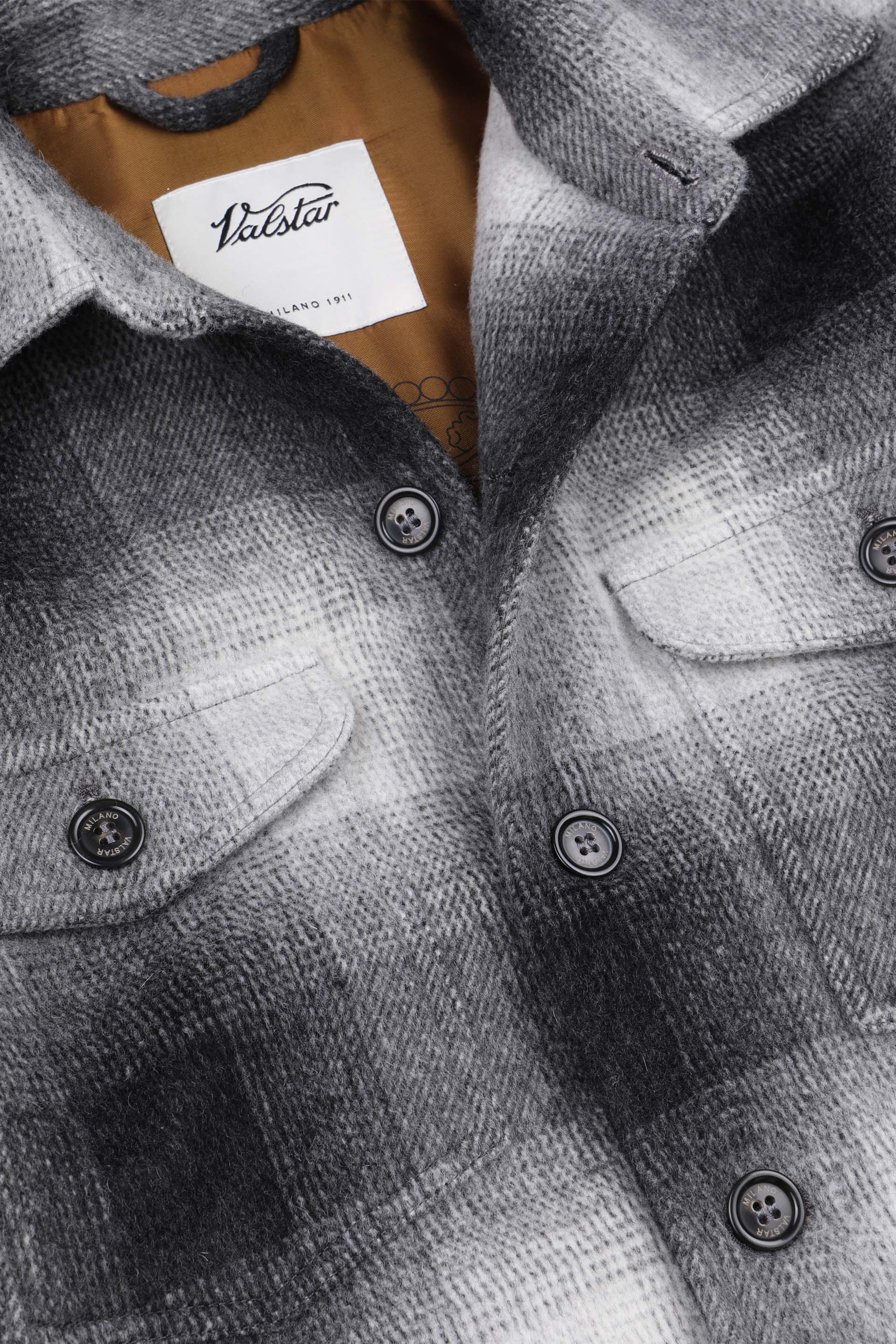 OVERSHIRT STEVE, FODERATA, CHECK IN LPURA LANA VERGINE - Black/grey