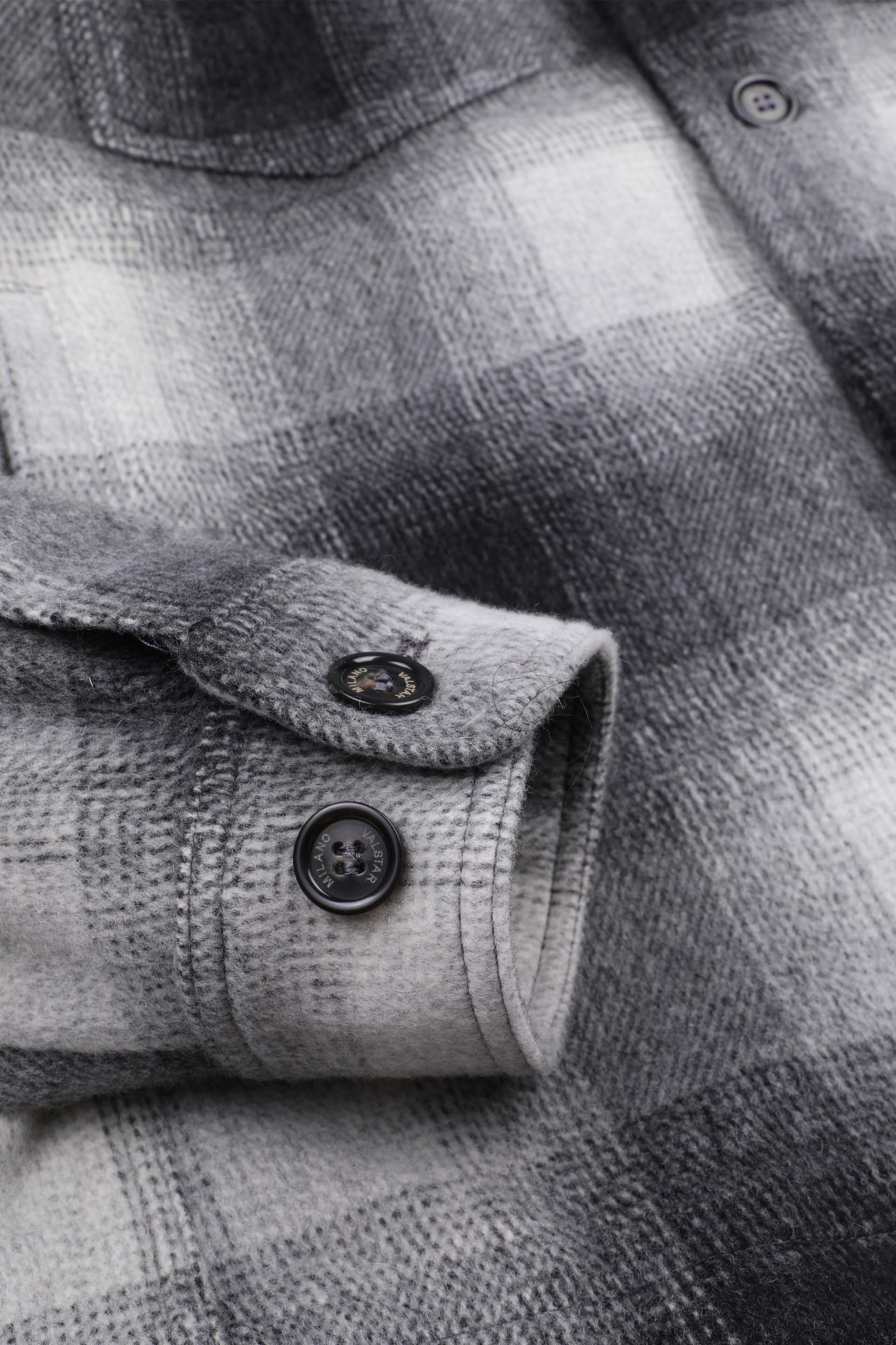OVERSHIRT STEVE, FODERATA, CHECK IN LPURA LANA VERGINE - Black/grey
