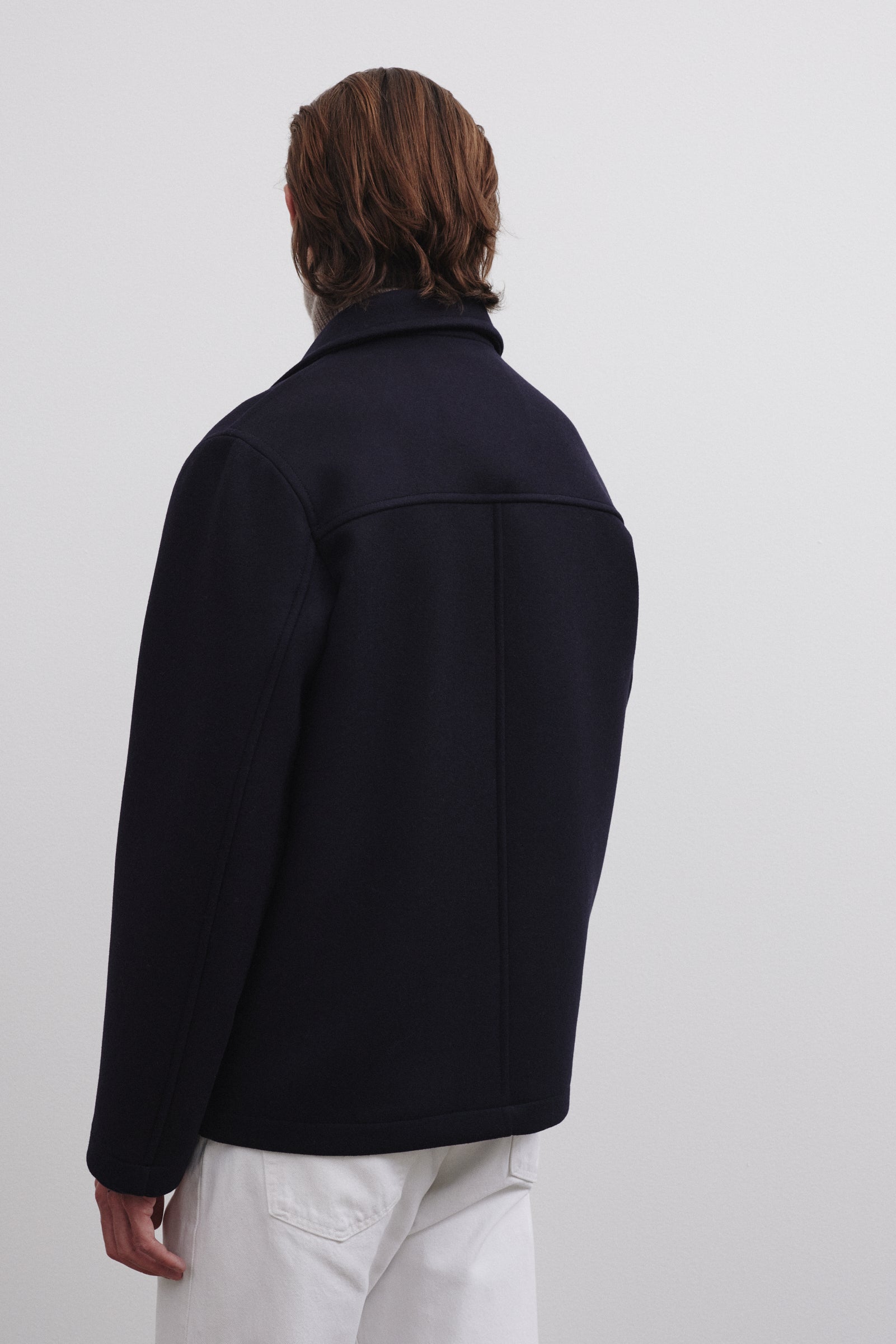 Work jacket Arthur in panno di pura lana vergine, foderata. - Navy