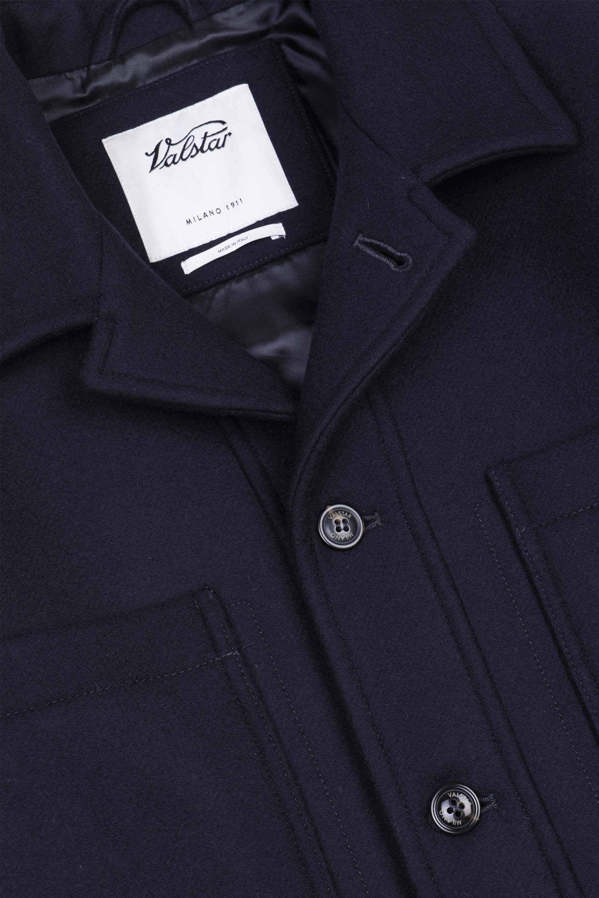 Arthur lined work jacket in virgin wool felt fabric - Navy
