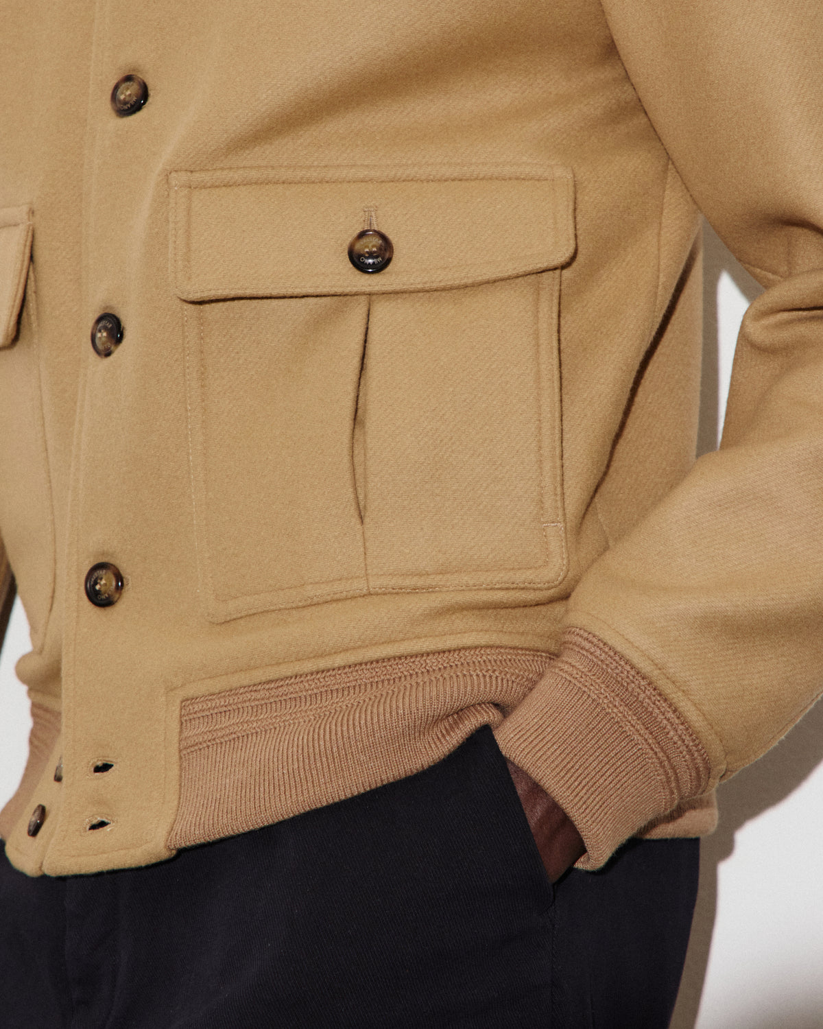 Giubbotto Valstarino in panno di pura lana vergine, foderato. Beige - Camel