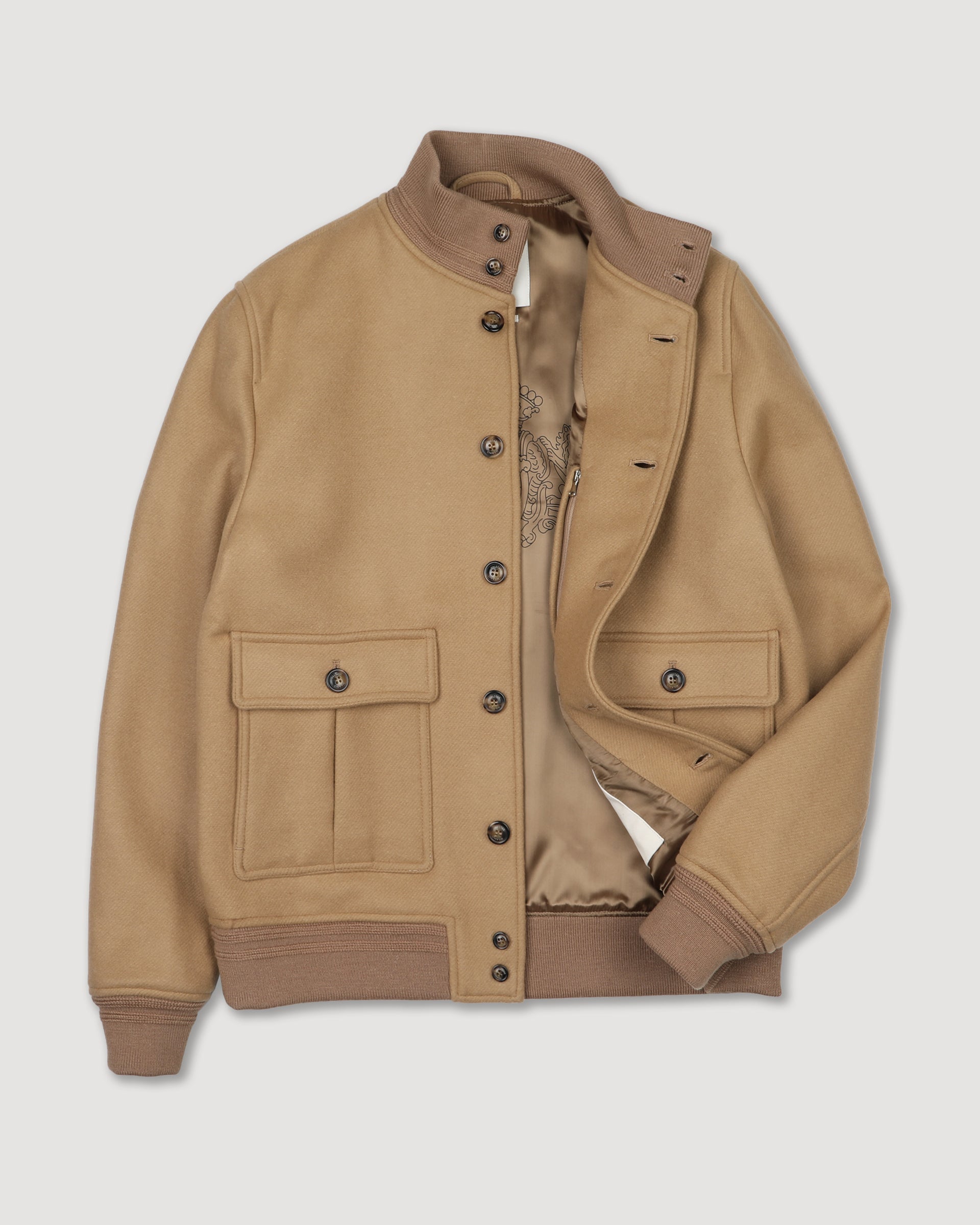Valstarino jacket in virgin wool felt, lined. Beige - Camel