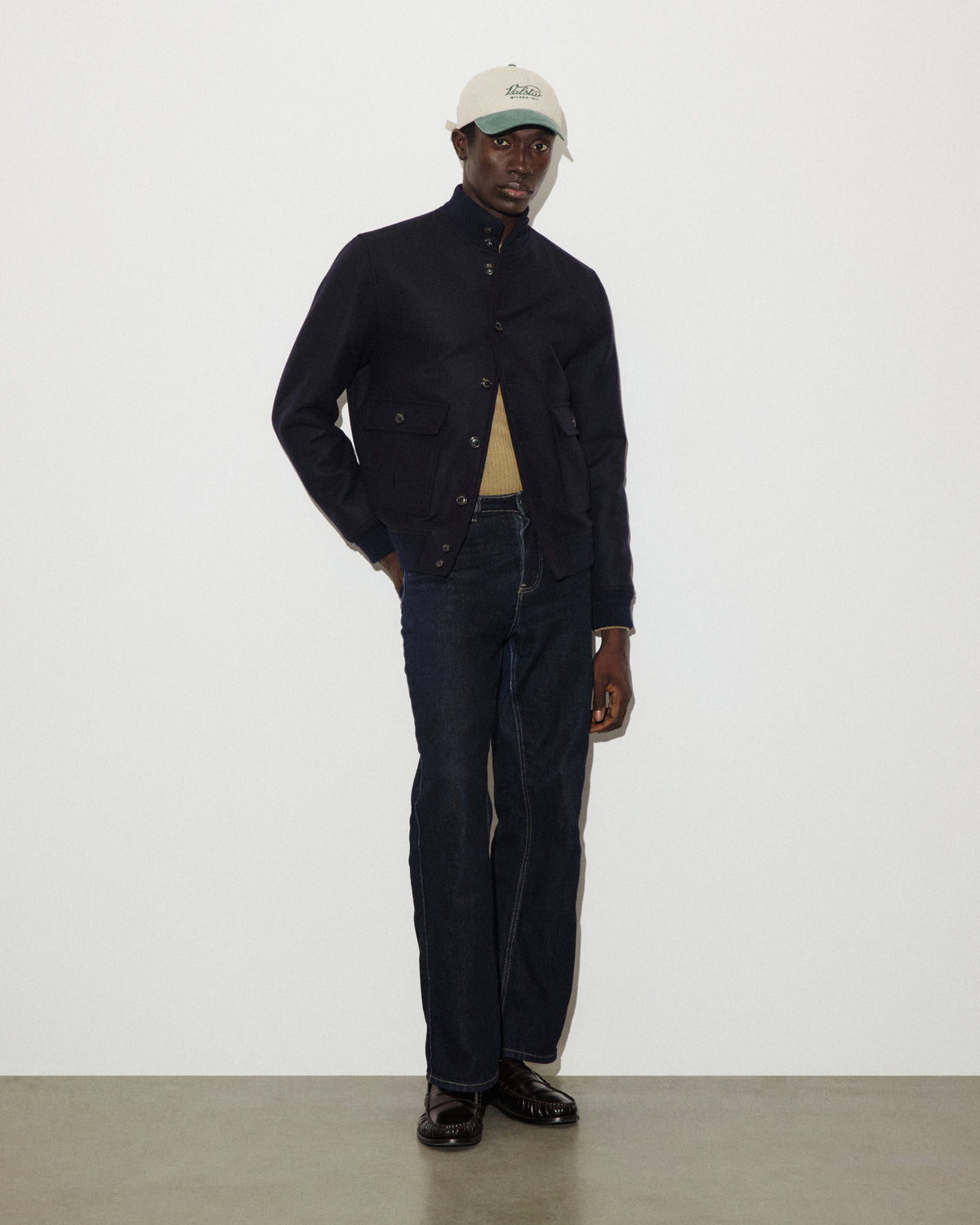 Valstarino jacket in virgin wool felt, lined. Blue - Navy