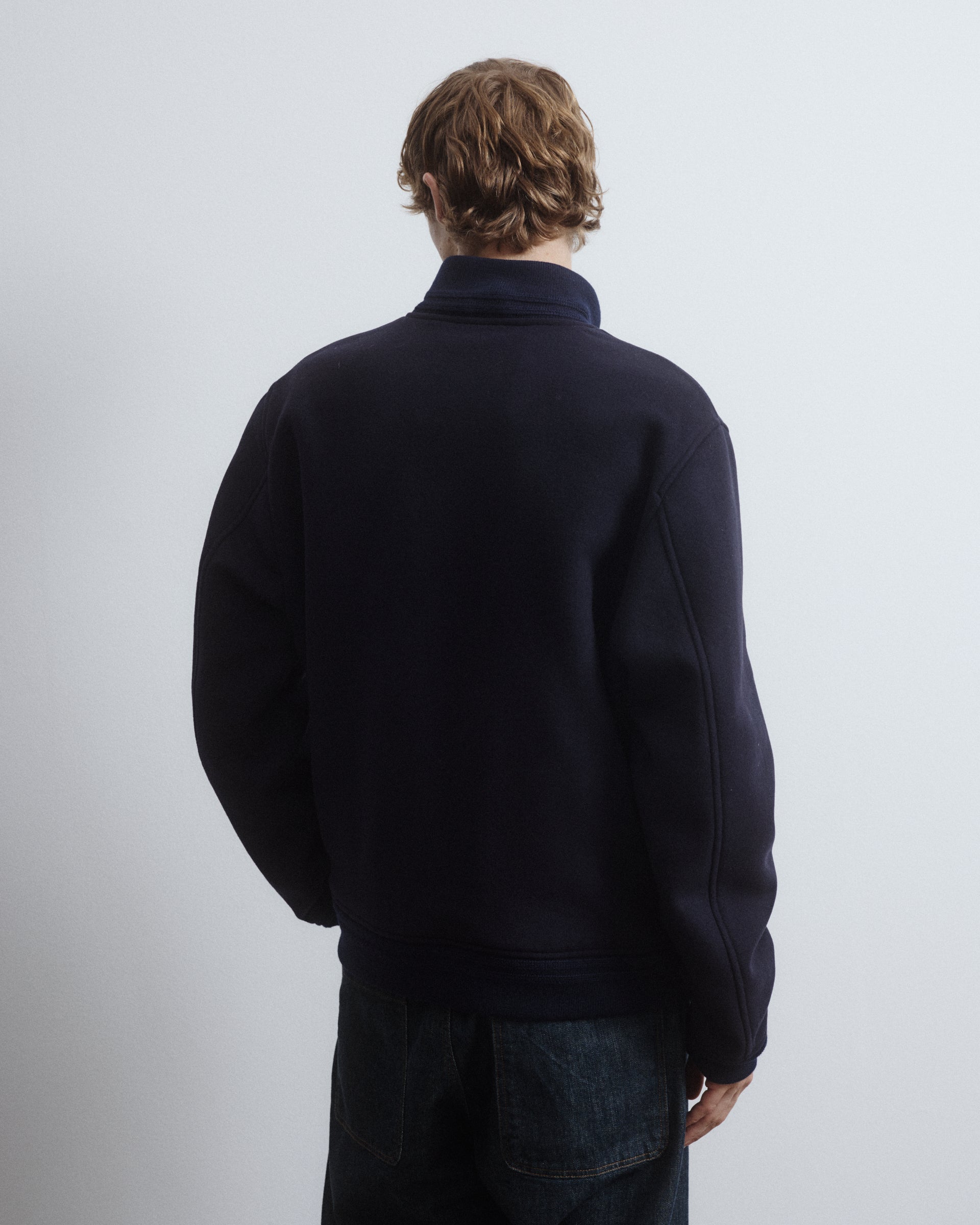 Valstarino jacket in virgin wool felt, lined. Blue - Navy