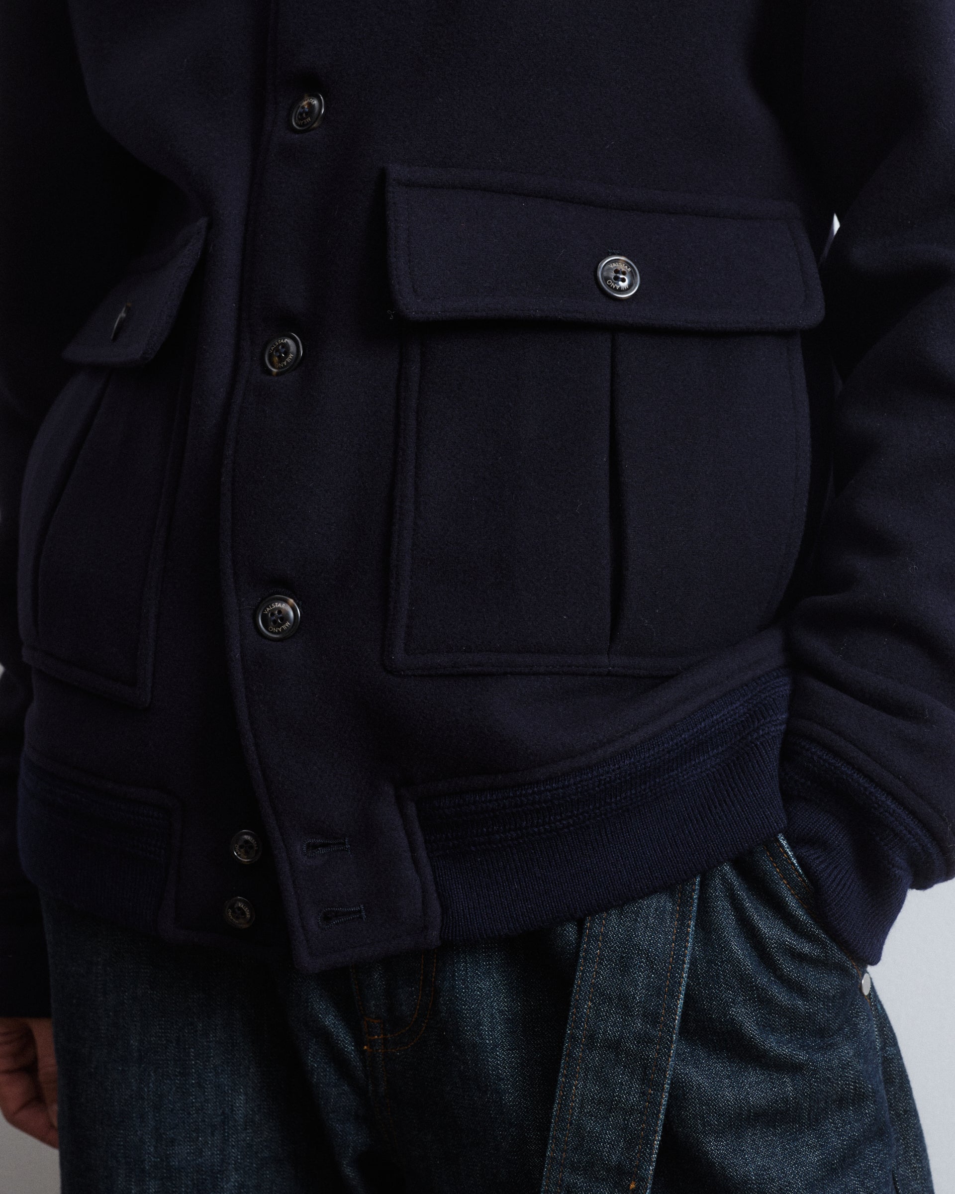 Giubbotto Valstarino in panno di pura lana vergine, foderato. Blu - Navy
