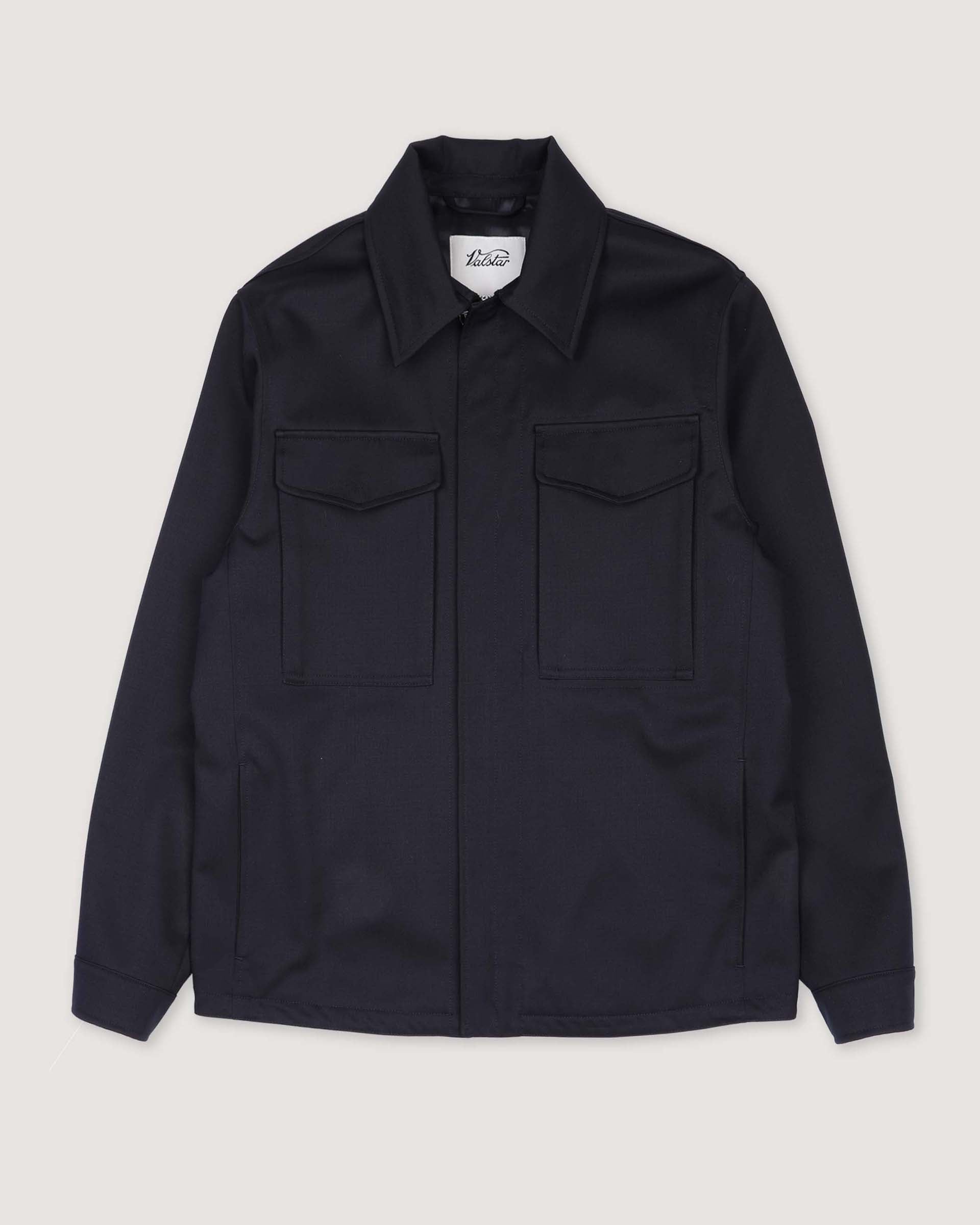 Overshirt Gus in twill di pura lana vergine pettinata water repellent, foderata. Blu - Navy