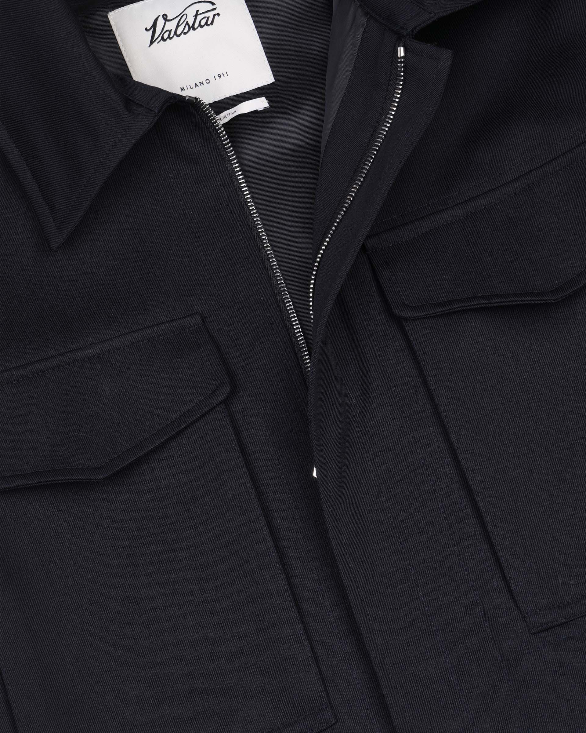 Overshirt Gus in twill di pura lana vergine pettinata water repellent, foderata. Blu - Navy
