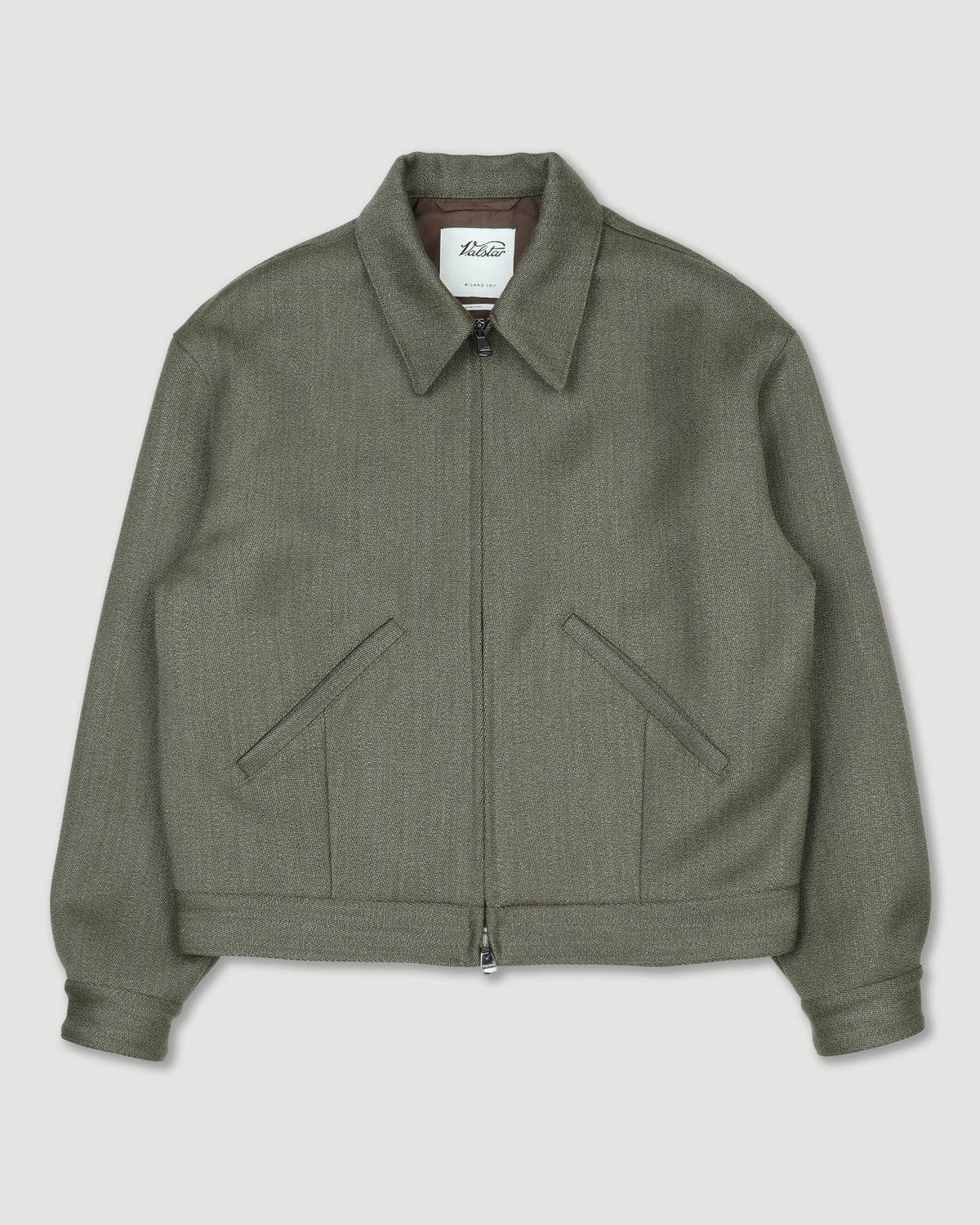 Giubbotto bomber Stan in tessuto cover inglese in pura lana, foderato. Verde - Militare