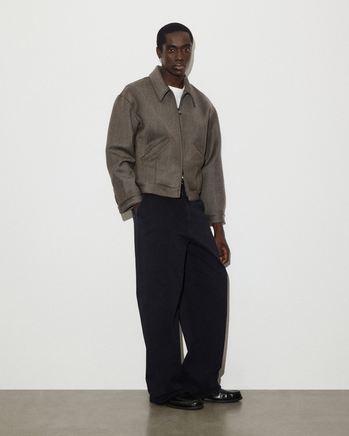 Giubbotto bomber Stan in tessuto cover inglese in pura lana, foderato. Beige - Beige