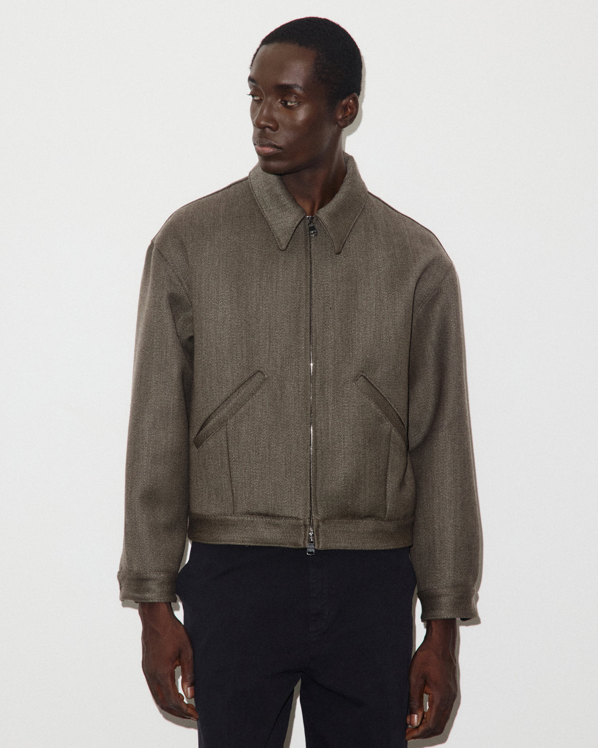 Giubbotto bomber Stan in tessuto cover inglese in pura lana, foderato. Beige - Beige
