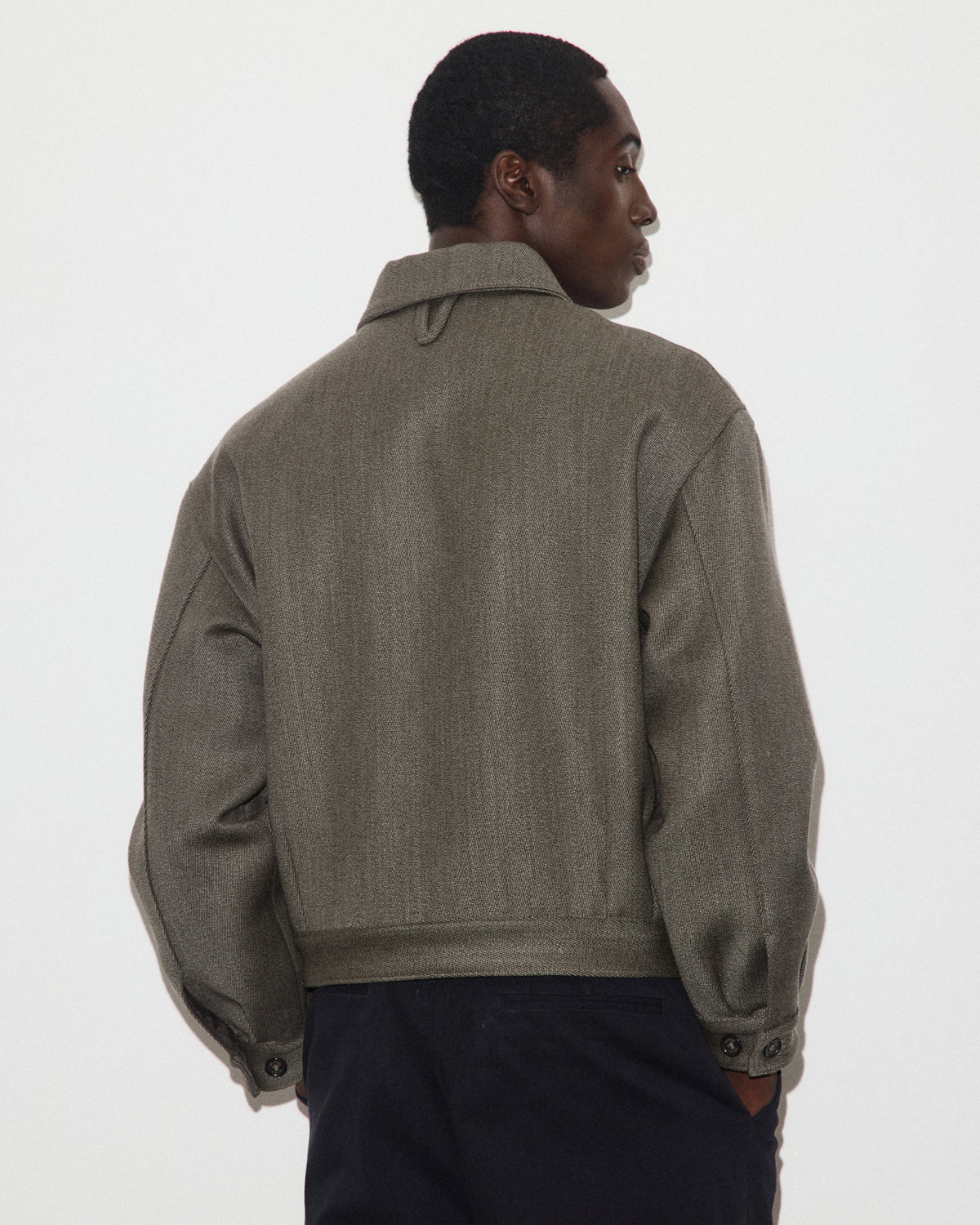 Giubbotto bomber Stan in tessuto cover inglese in pura lana, foderato. Beige - Beige