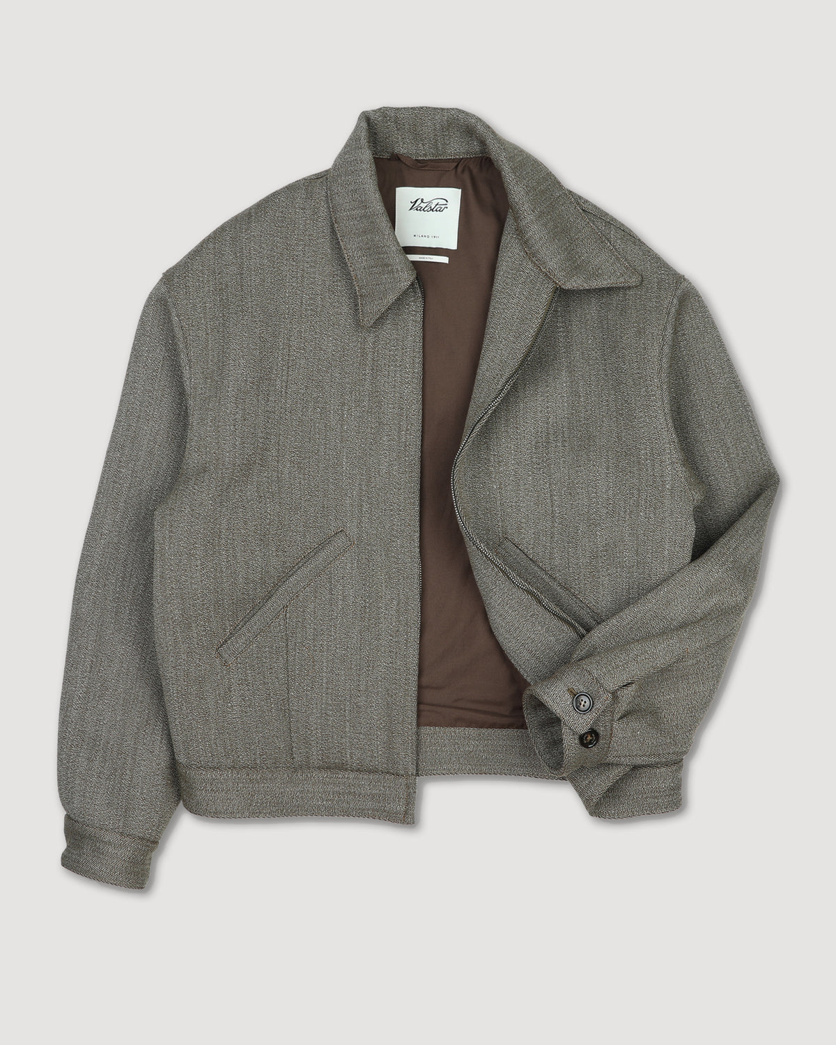 Giubbotto bomber Stan in tessuto cover inglese in pura lana, foderato. Beige - Beige