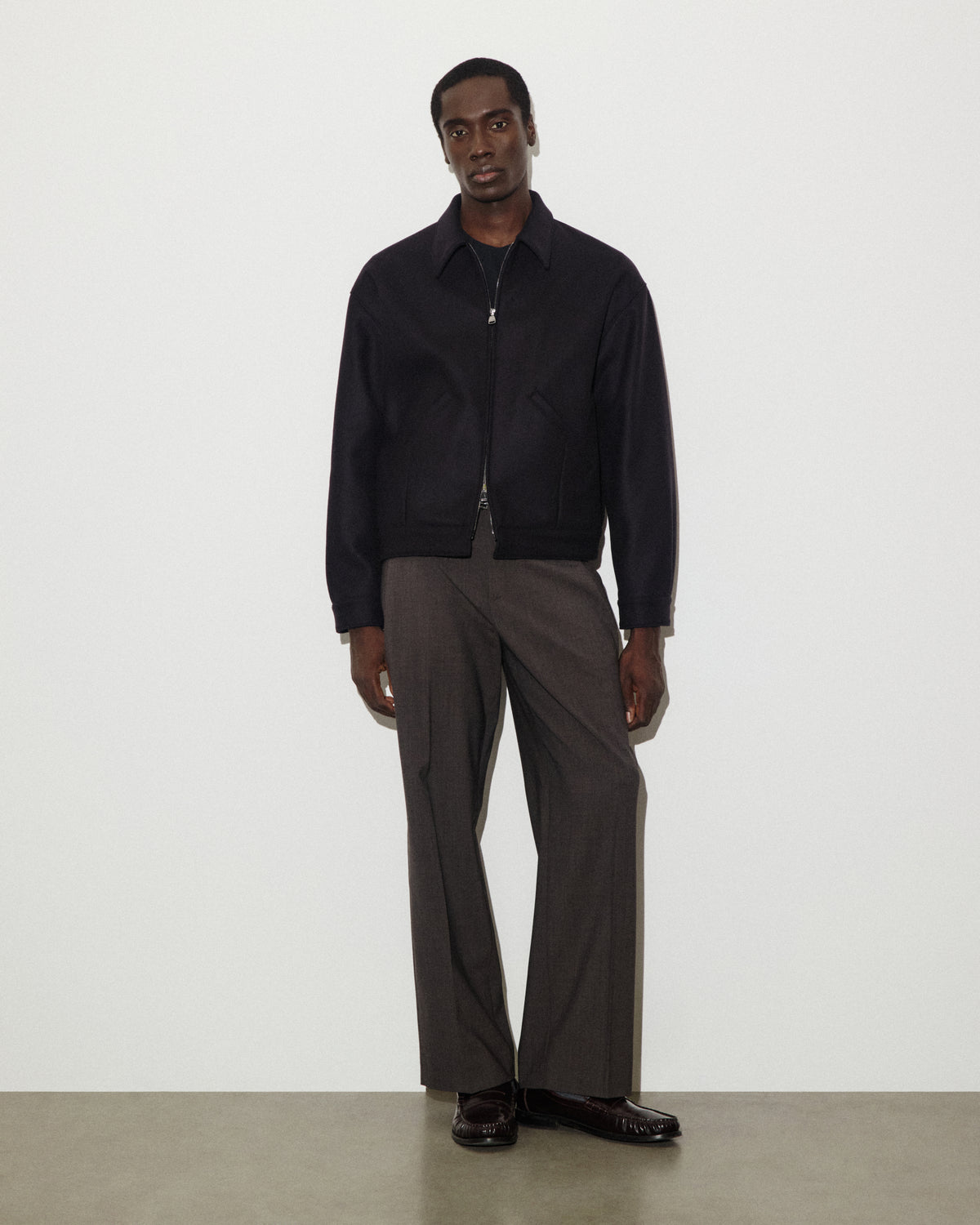 Giubbotto bomber Stan in panno di misto lana, foderato. Blu - Navy