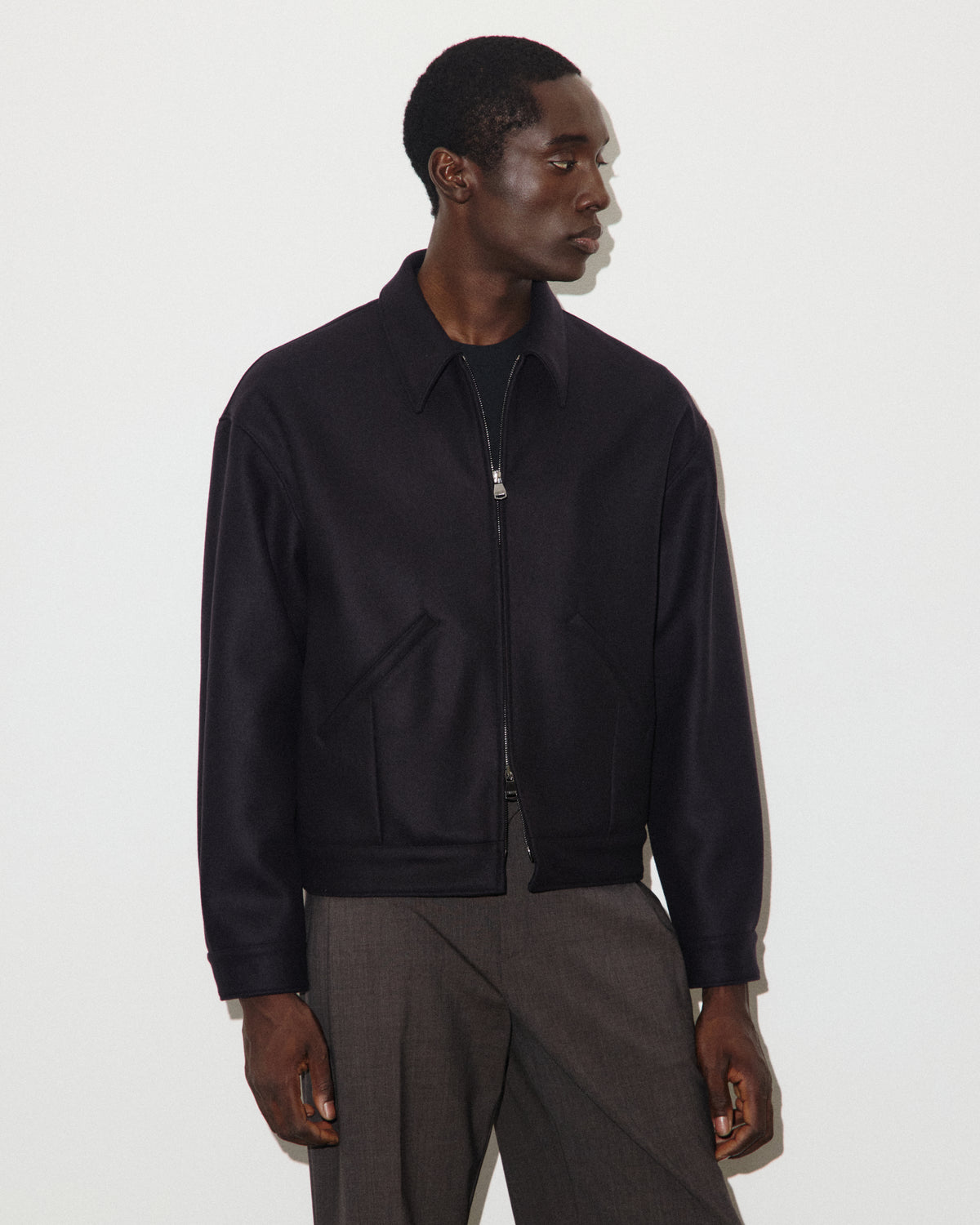 Giubbotto bomber Stan in panno di misto lana, foderato. Blu - Navy