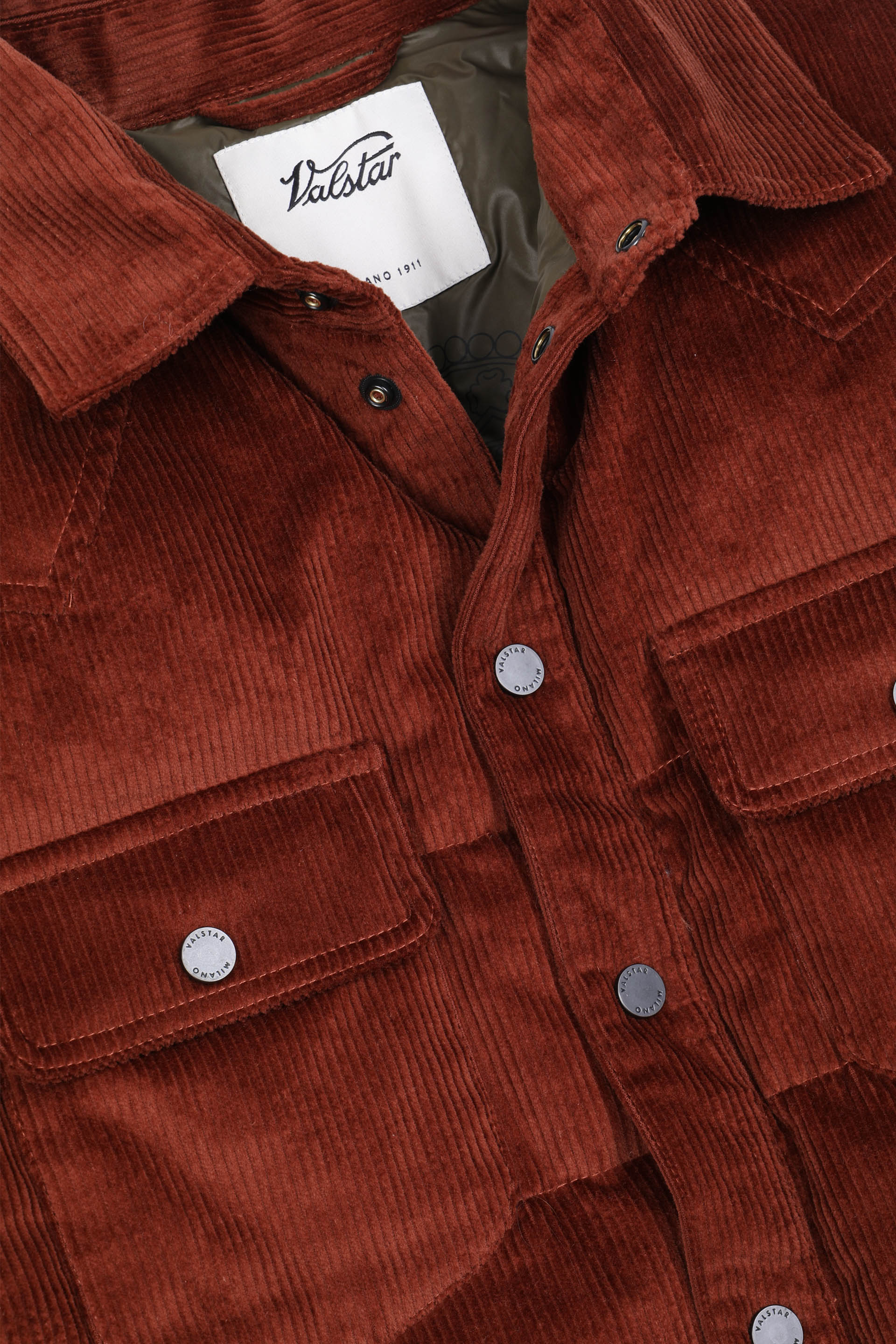 OVERSHIRT BUFFALO, IMBOTTITA PIUMA, VELLUTO STRETCH - Terra di siena