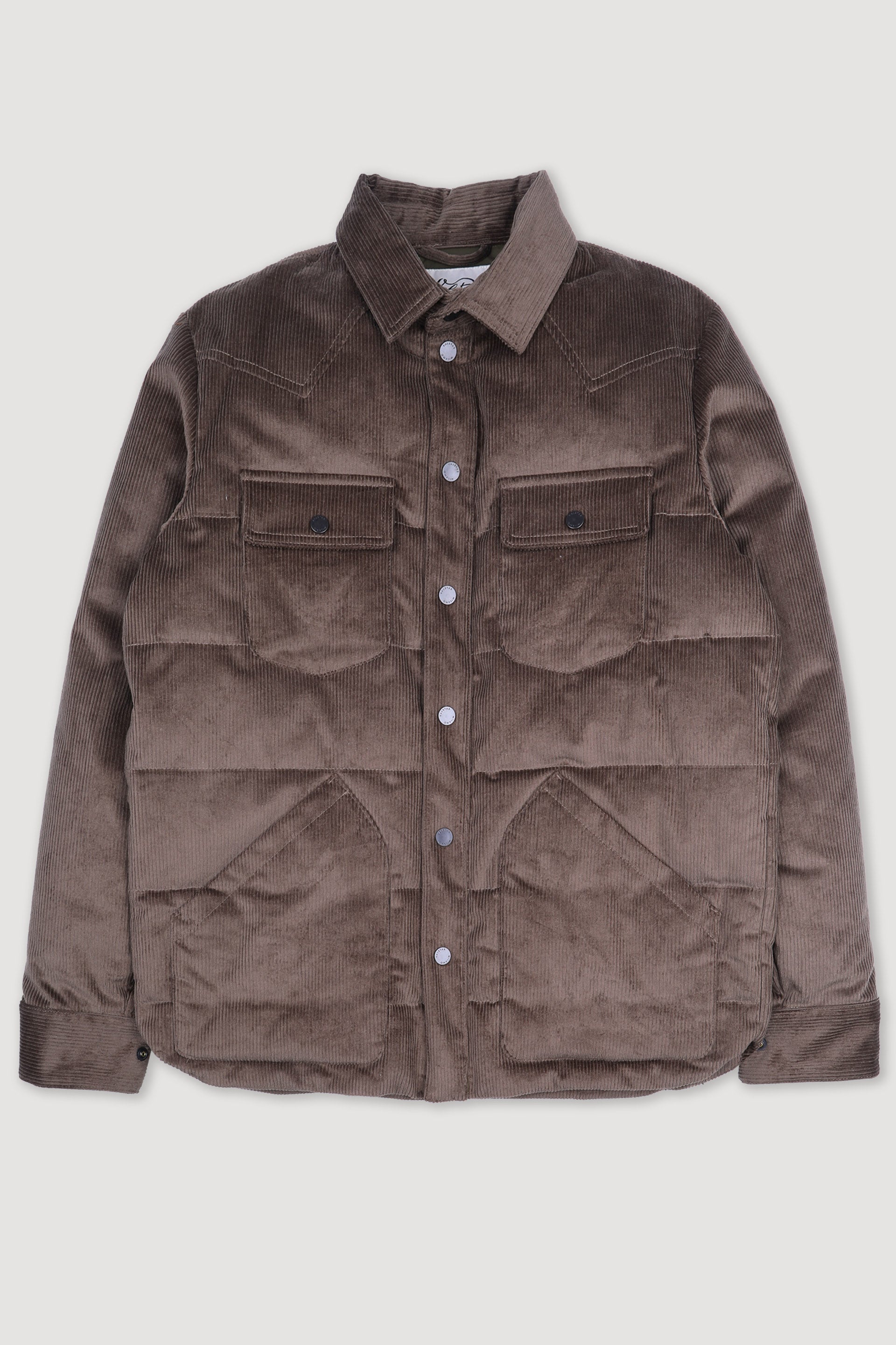 OVERSHIRT BUFFALO, IMBOTTITA PIUMA, VELLUTO STRETCH - Fungo