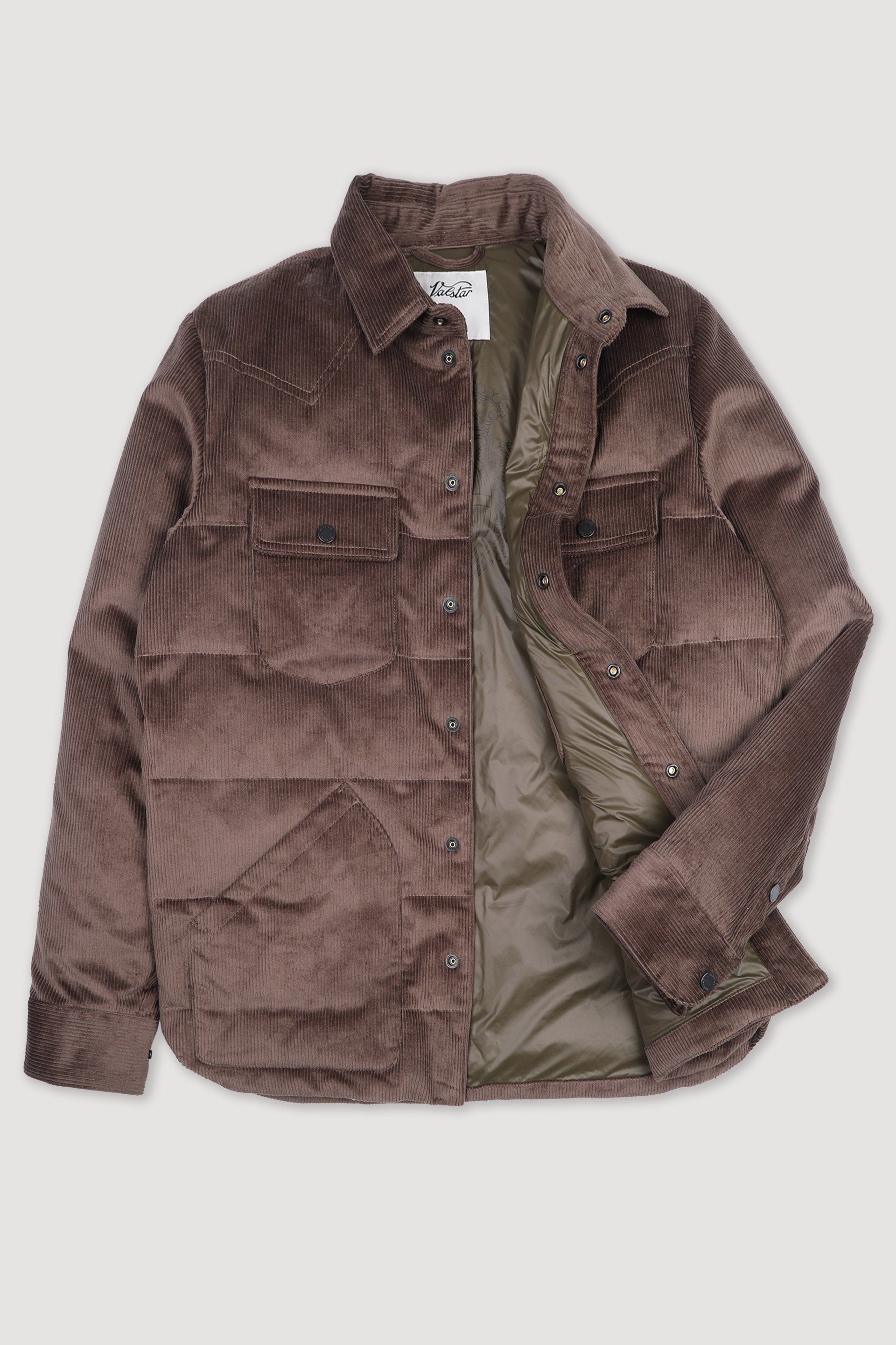 OVERSHIRT BUFFALO, IMBOTTITA PIUMA, VELLUTO STRETCH - Fungo