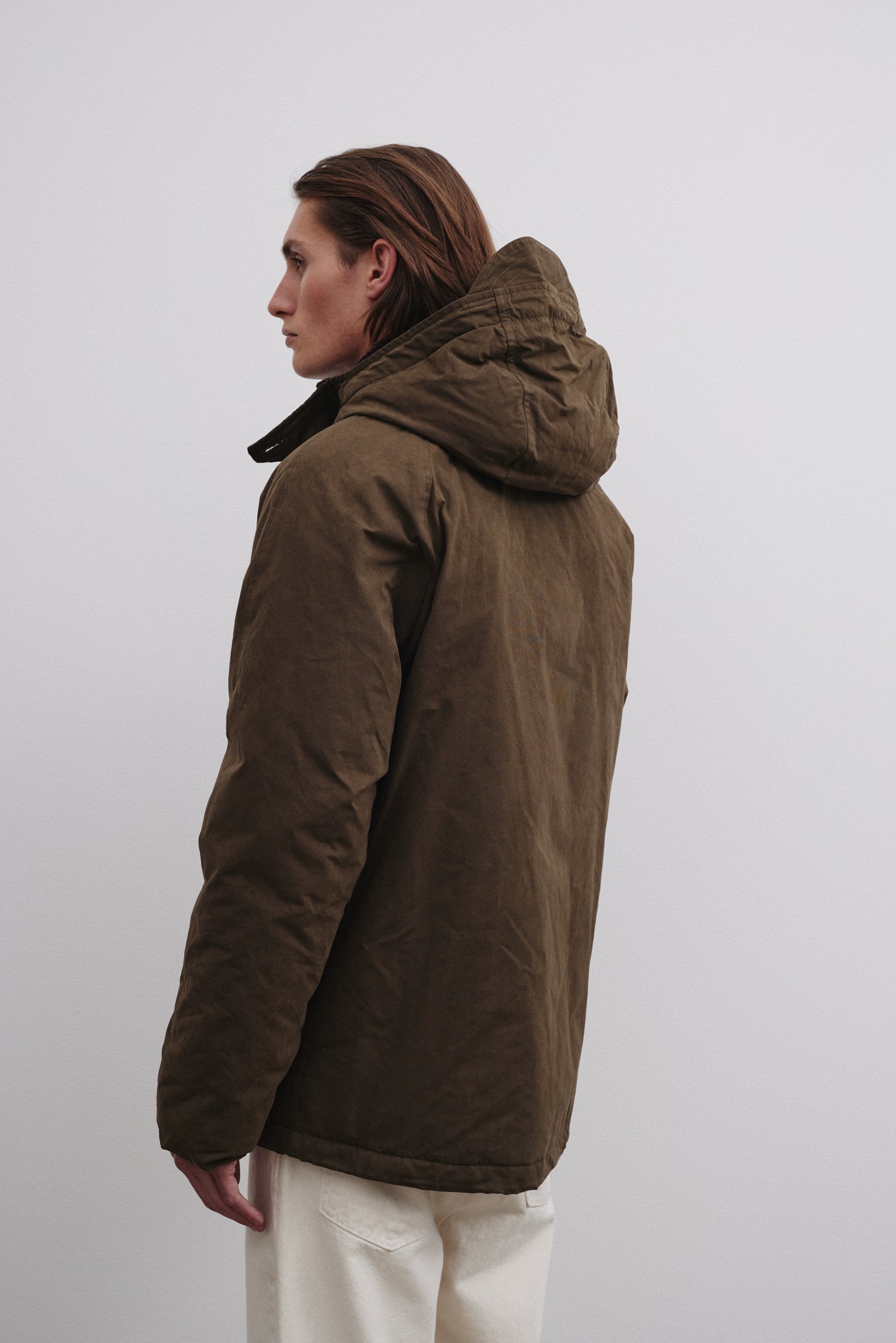 GIUBBOTTO LIAM CON CAPPUCCIO , IMBOTTITO PIUMA, NYLON/COTONE WR - Testuggine