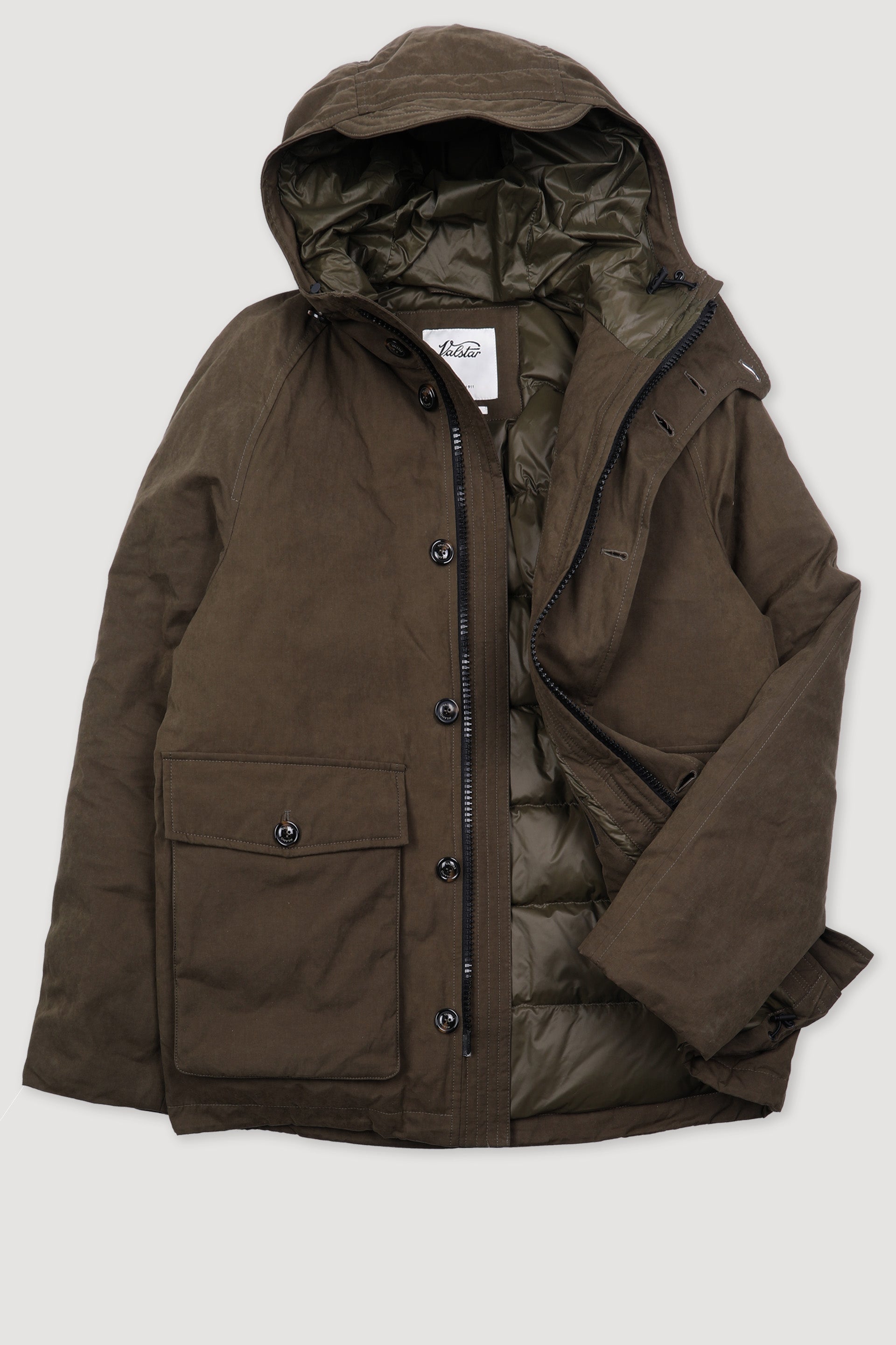GIUBBOTTO LIAM CON CAPPUCCIO , IMBOTTITO PIUMA, NYLON/COTONE WR - Testuggine