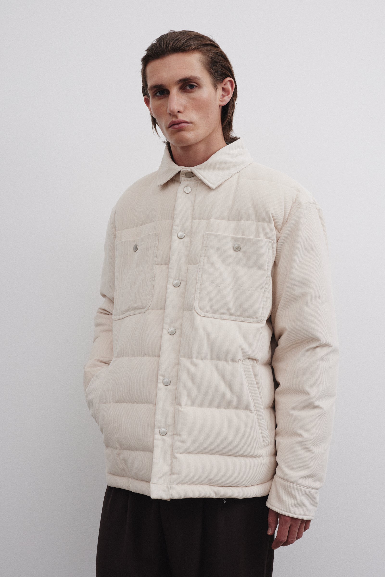 MATT OVERSHIRT , IMBOTTITA PIUMA, VELLUTO - Dust