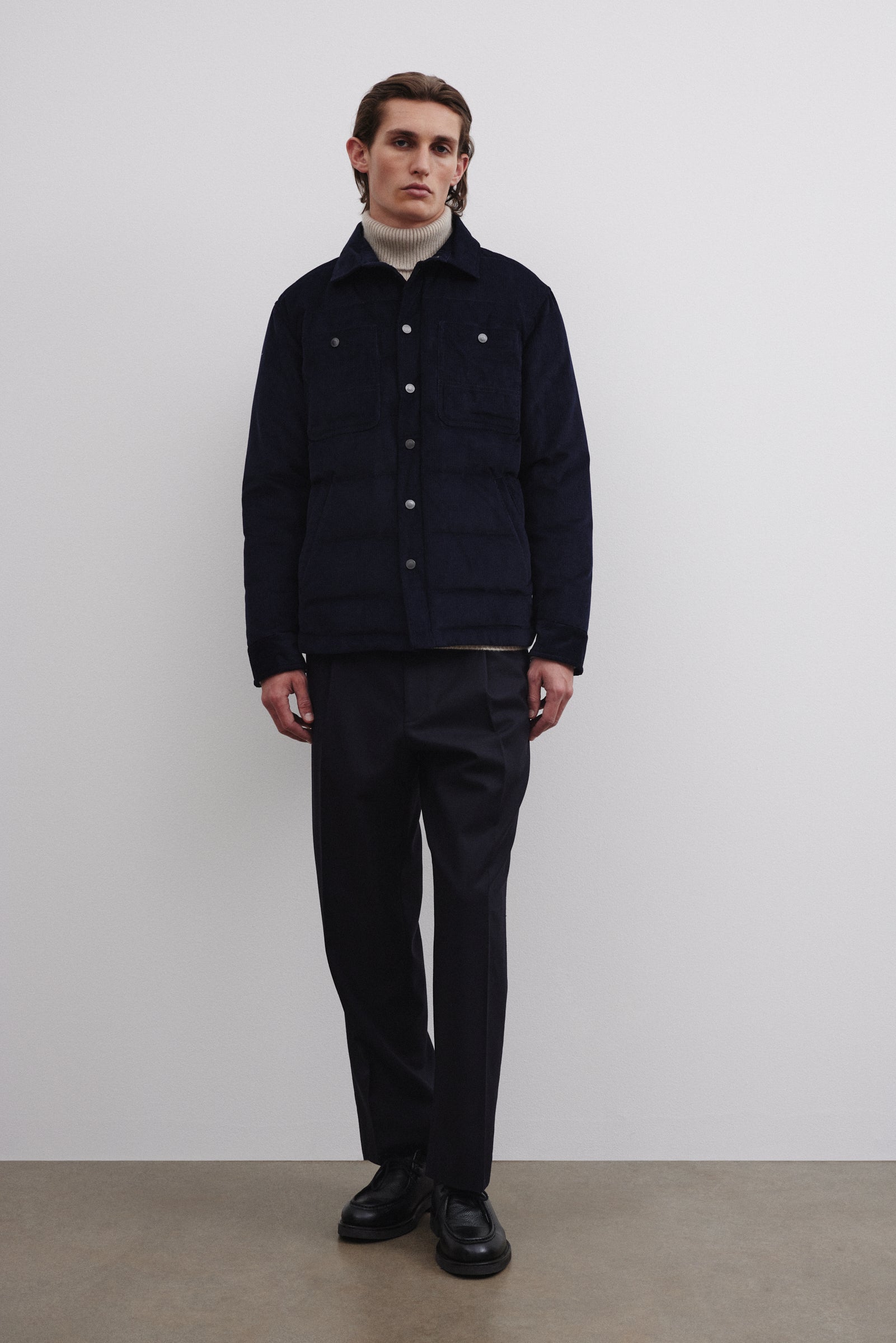 MATT OVERSHIRT , IMBOTTITA PIUMA, VELLUTO - Navy blue
