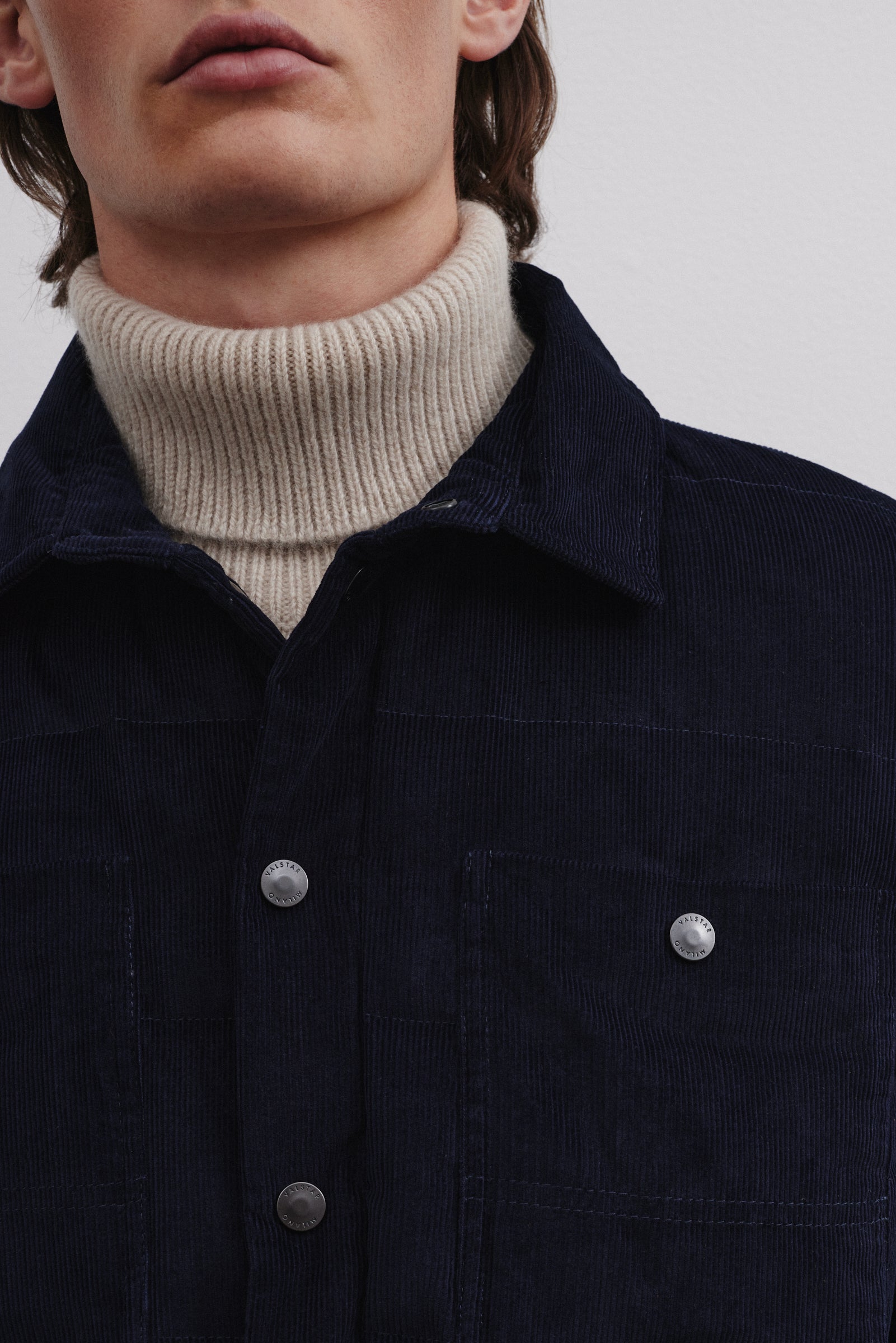 MATT OVERSHIRT , IMBOTTITA PIUMA, VELLUTO - Navy blue