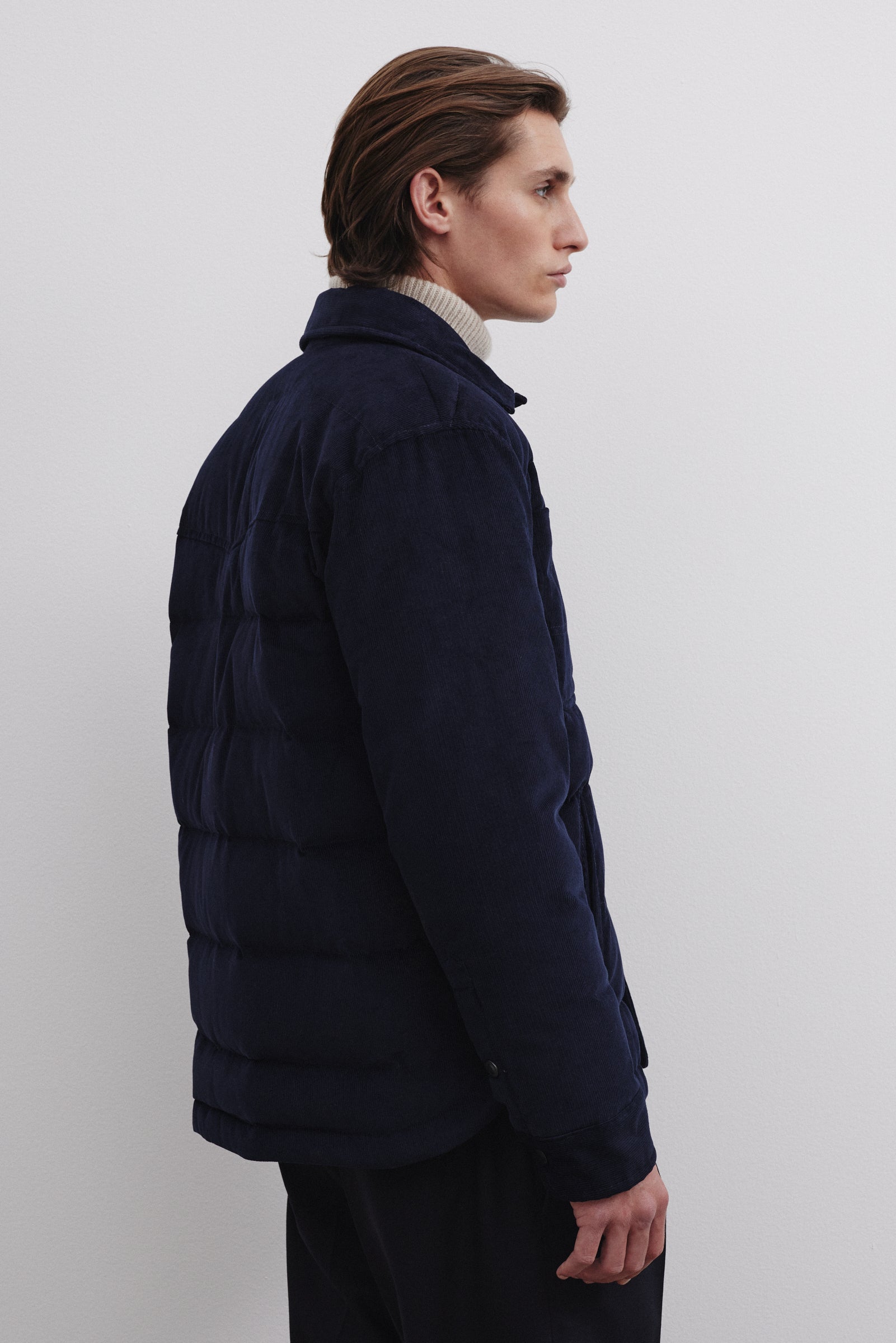 MATT OVERSHIRT , IMBOTTITA PIUMA, VELLUTO - Navy blue