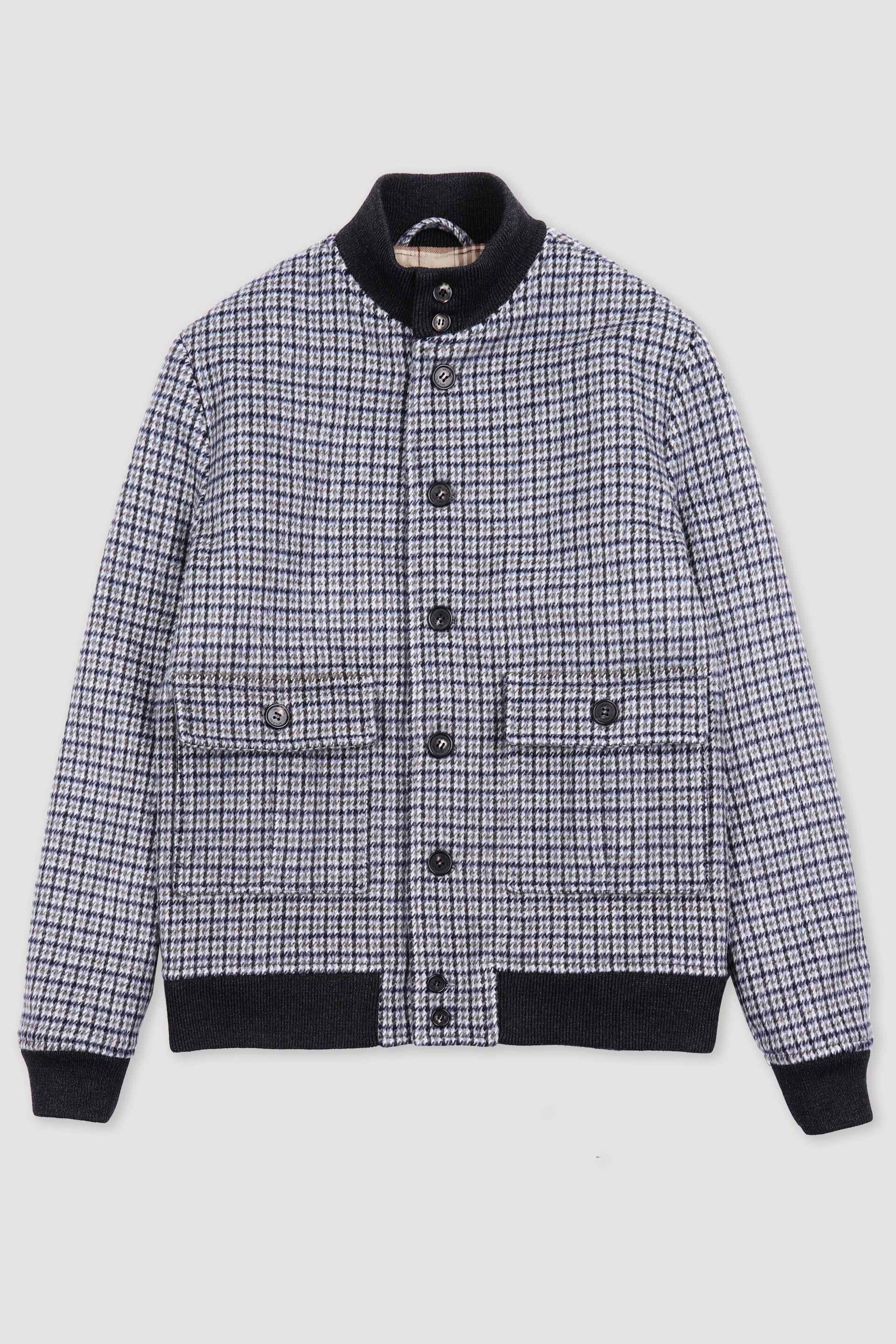 GIUBBOTTO VALSTARINO IMBOTTITO, SHETLAND PRINCIPE DI GALLES - Milk/grey/black