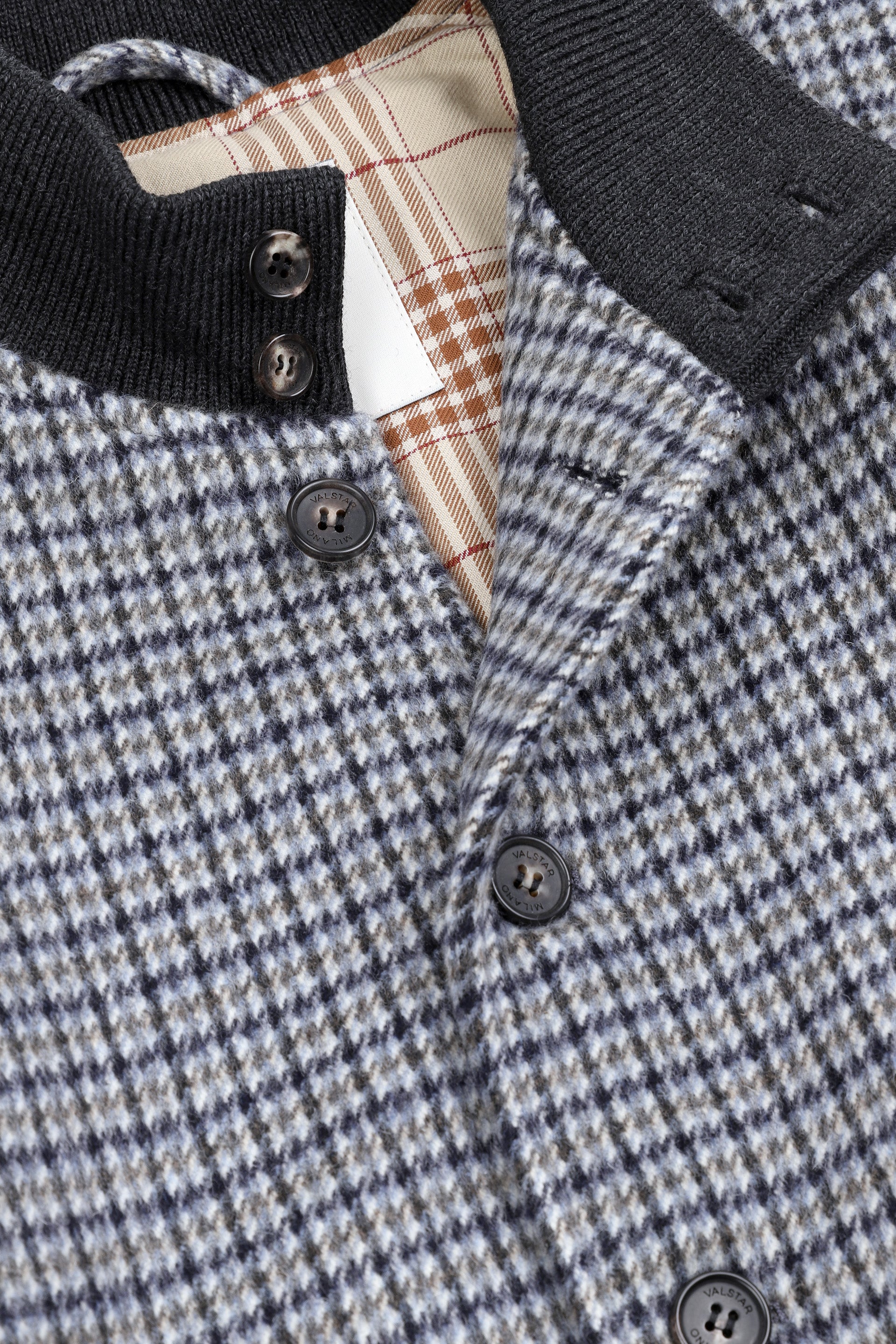 Lined Valstarino jacket in houndstooth virgin wool fabric. Multicolor