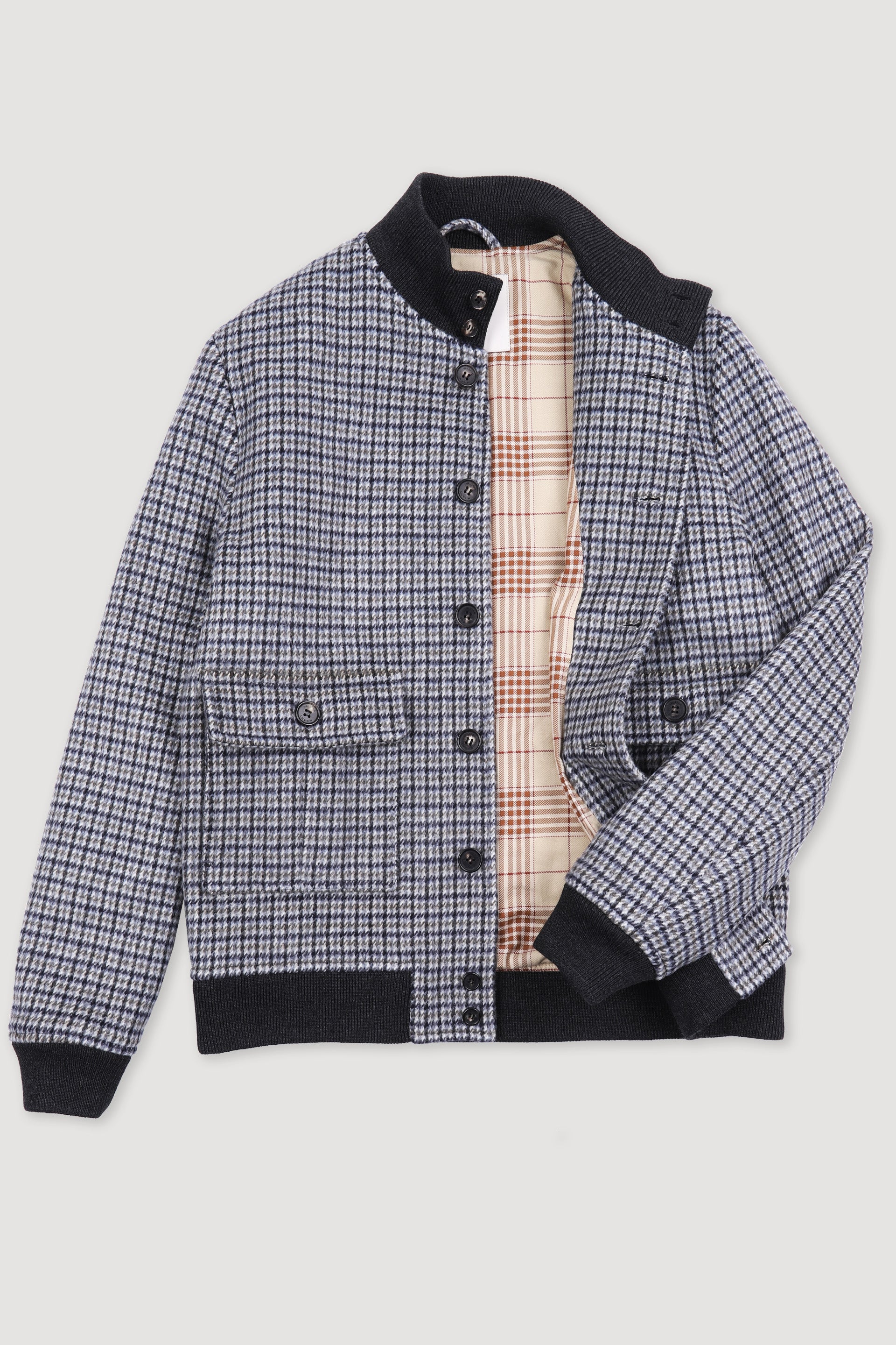 GIUBBOTTO VALSTARINO IMBOTTITO, SHETLAND PRINCIPE DI GALLES - Milk/grey/black