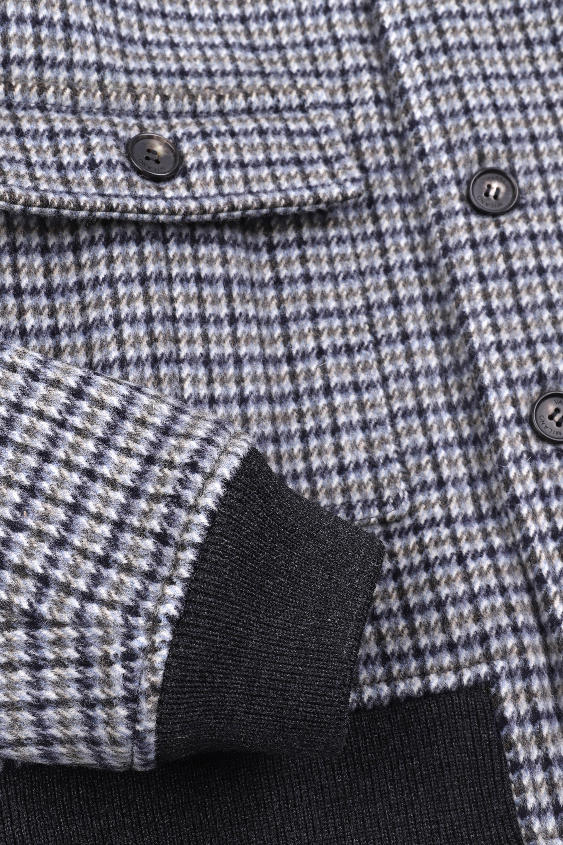 GIUBBOTTO VALSTARINO IMBOTTITO, SHETLAND PRINCIPE DI GALLES - Milk/grey/black