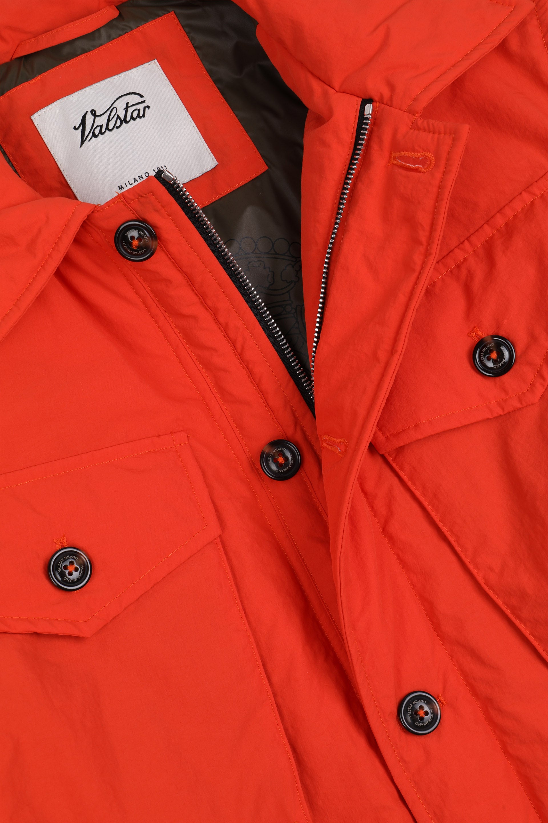 Field jacket in tessuto di misto nylon/cotone water repellent, imbottito. Arancione - Orange juice
