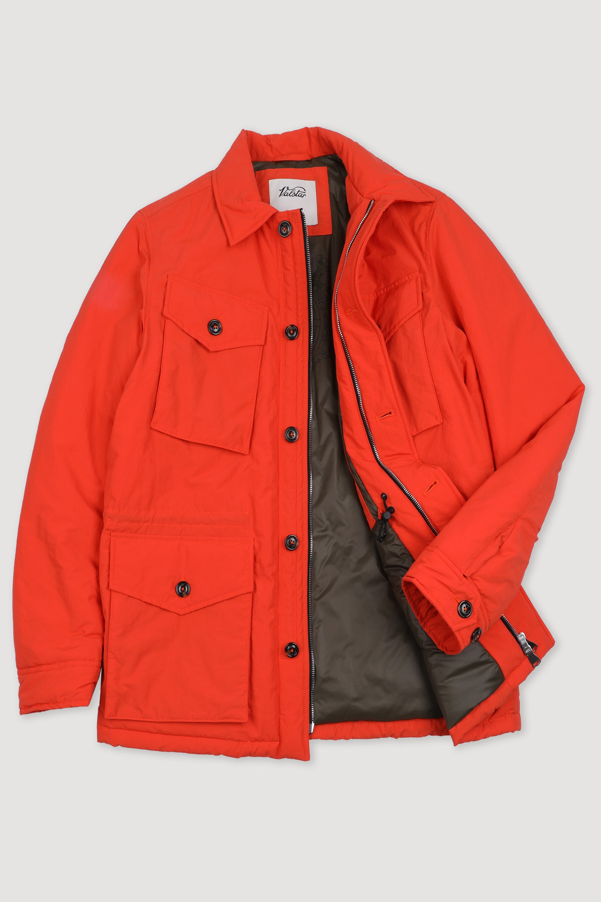 Field jacket in tessuto di misto nylon/cotone water repellent, imbottito. Arancione - Orange juice