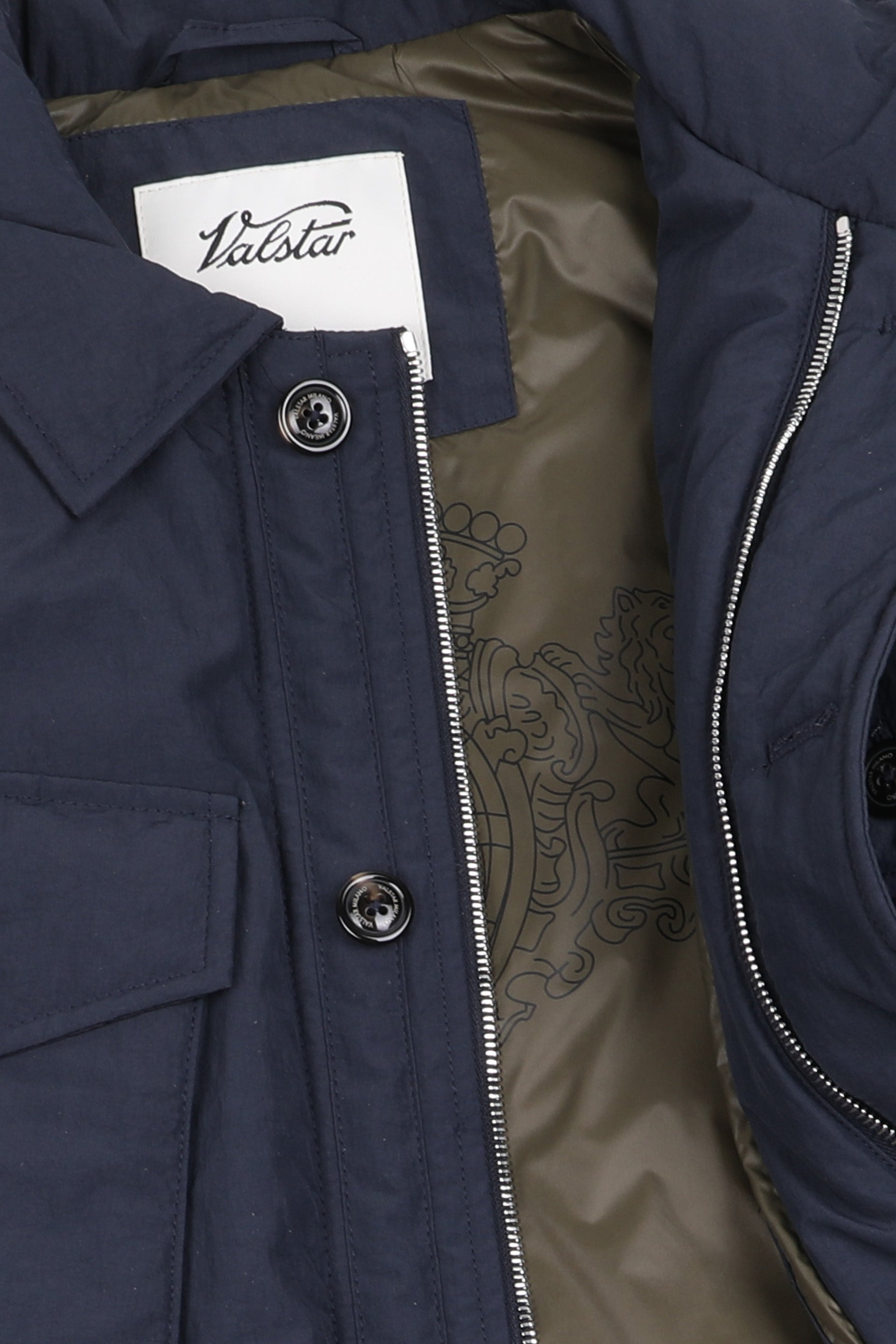 Field jacket in tessuto di misto nylon/cotone water repellent, imbottito. Blu - Navy