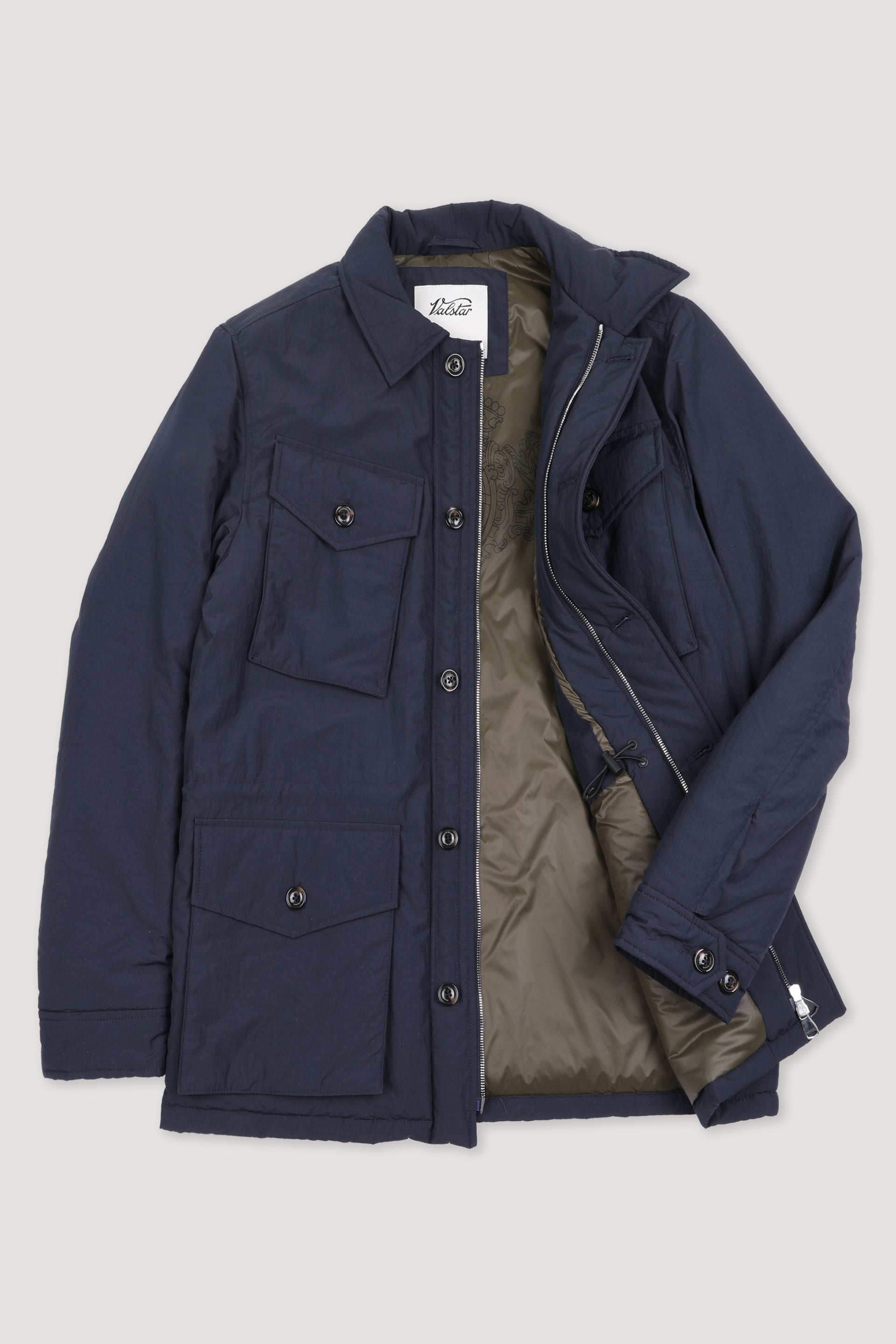 Field jacket in tessuto di misto nylon/cotone water repellent, imbottito. Blu - Navy