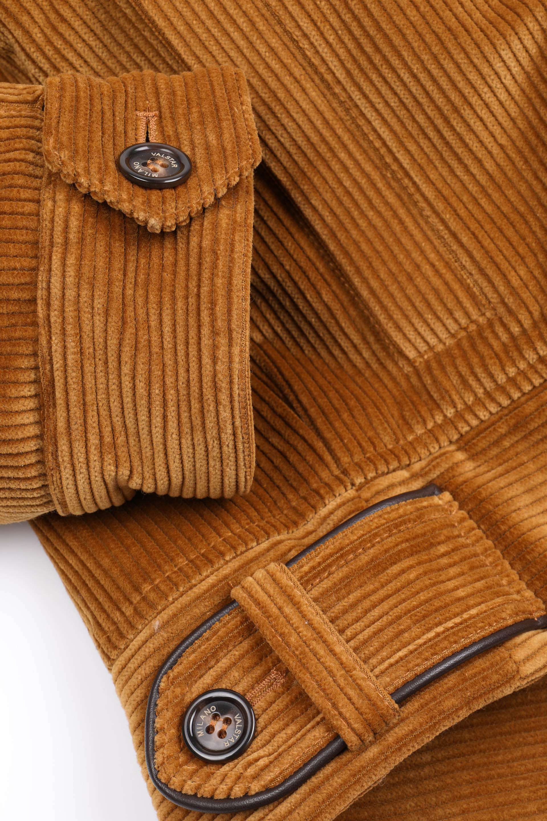 Padded zip jacket in stretch cotton corduroy. Orange - Ocher
