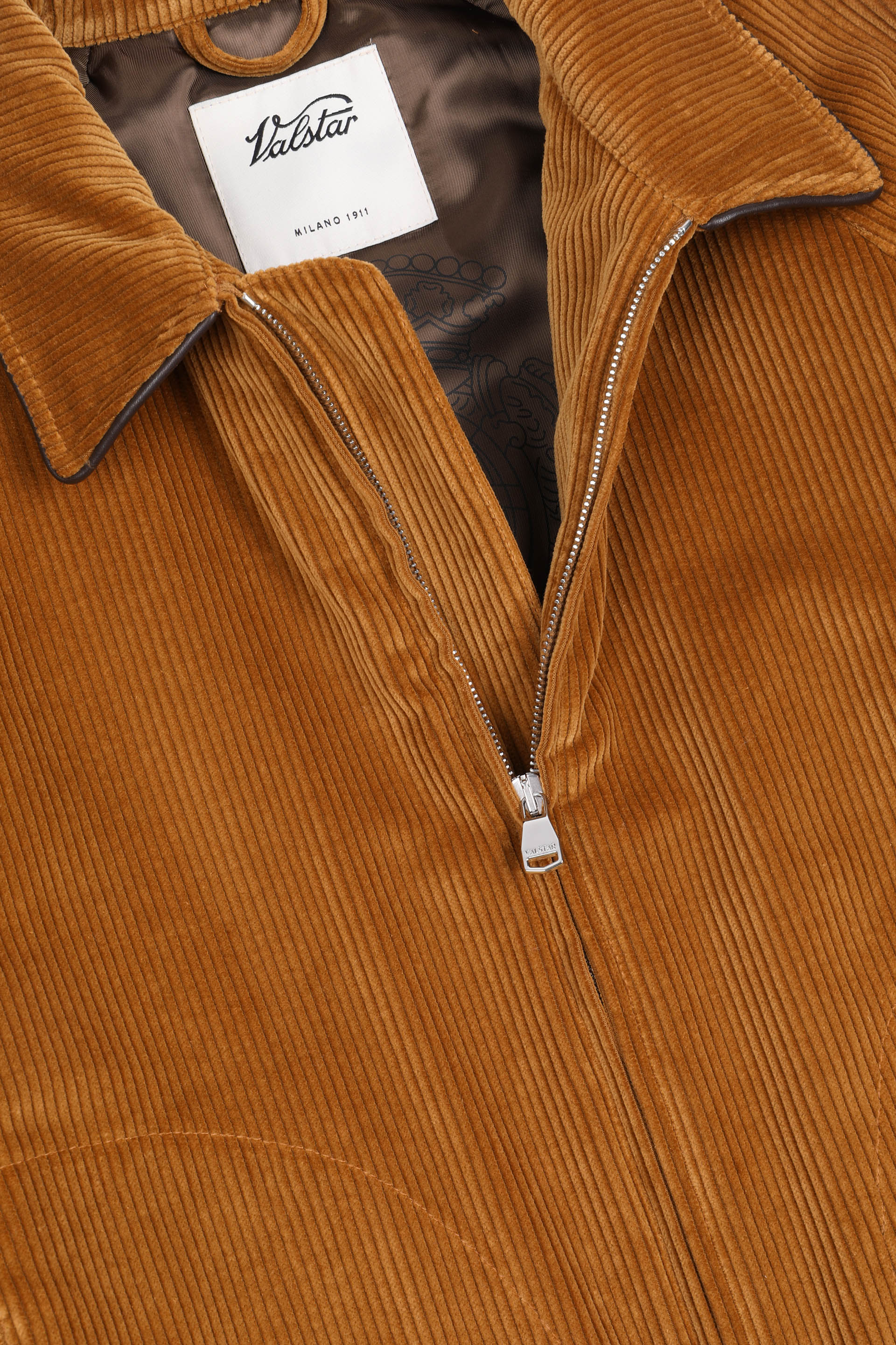 GIUBBOTTO CON ZIP, IMBOTTITO, VELLUTO DI COTONE STRETCH - Ocher