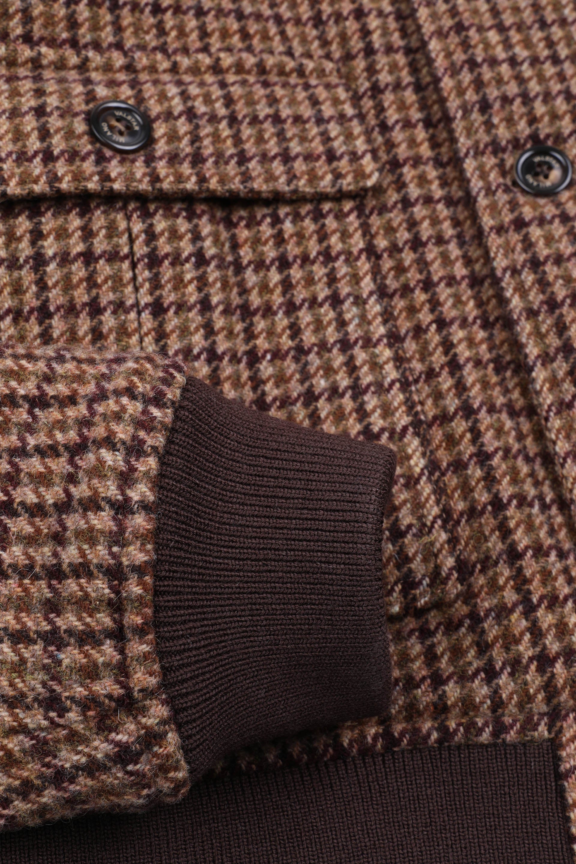 Lined Valstarino jacket in houndstooth virgin wool fabric. Brown - Hon
