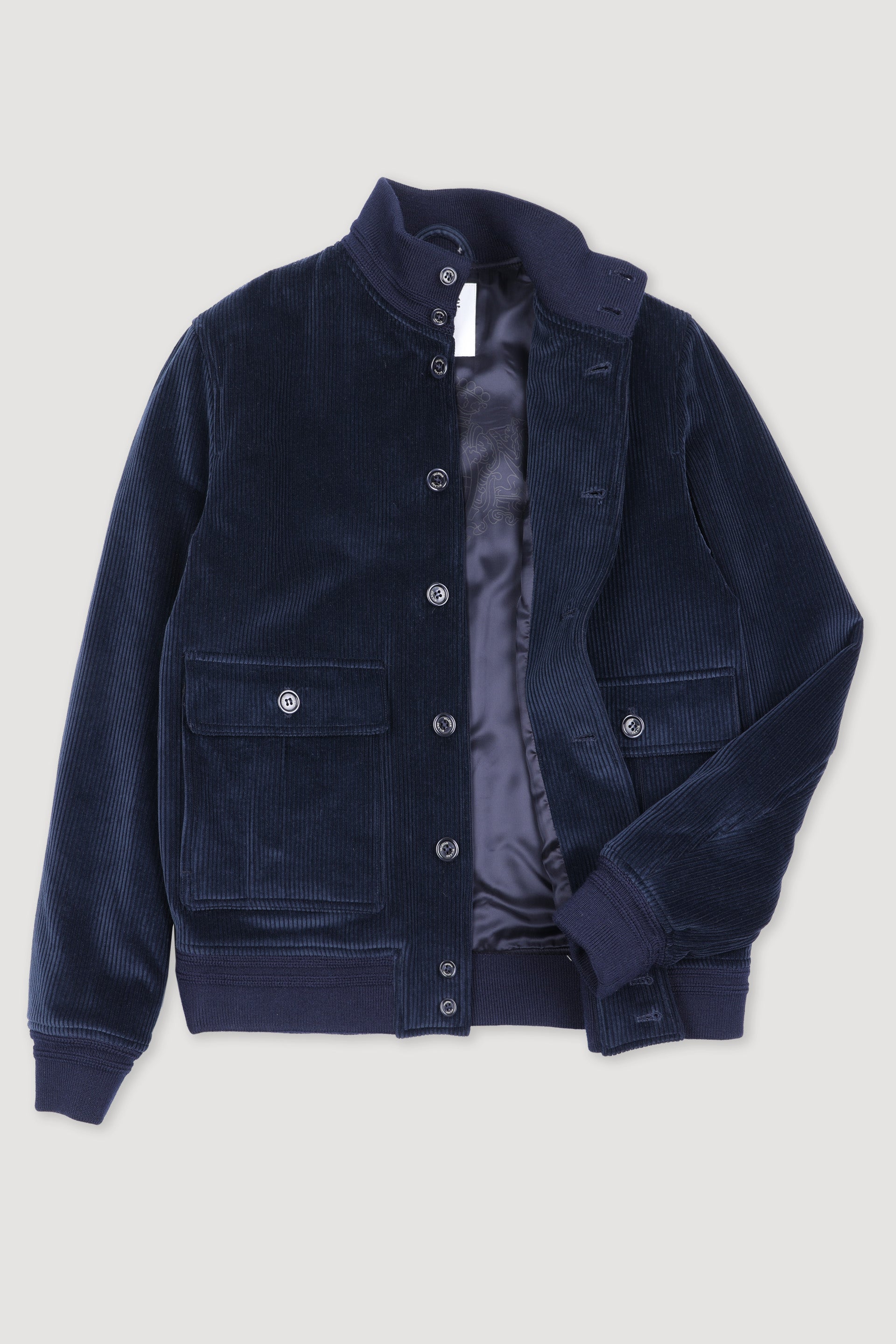 Valstarino jacket in cotton corduroy with light padding. Blue - Navy
