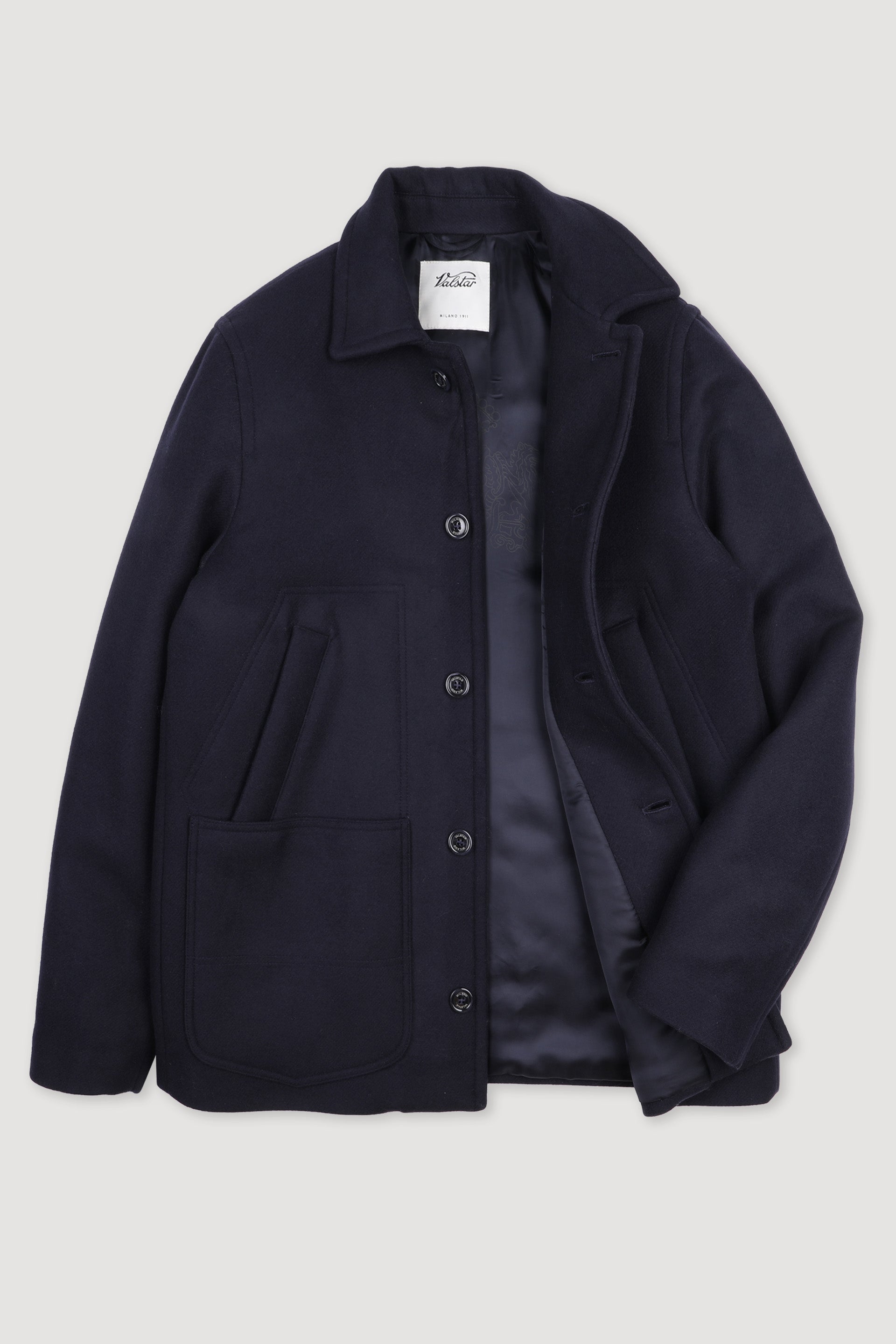 BRADLEY WORK JACKET, IMBOTTITA, PANNO IN LANA VERGINE - Navy blue