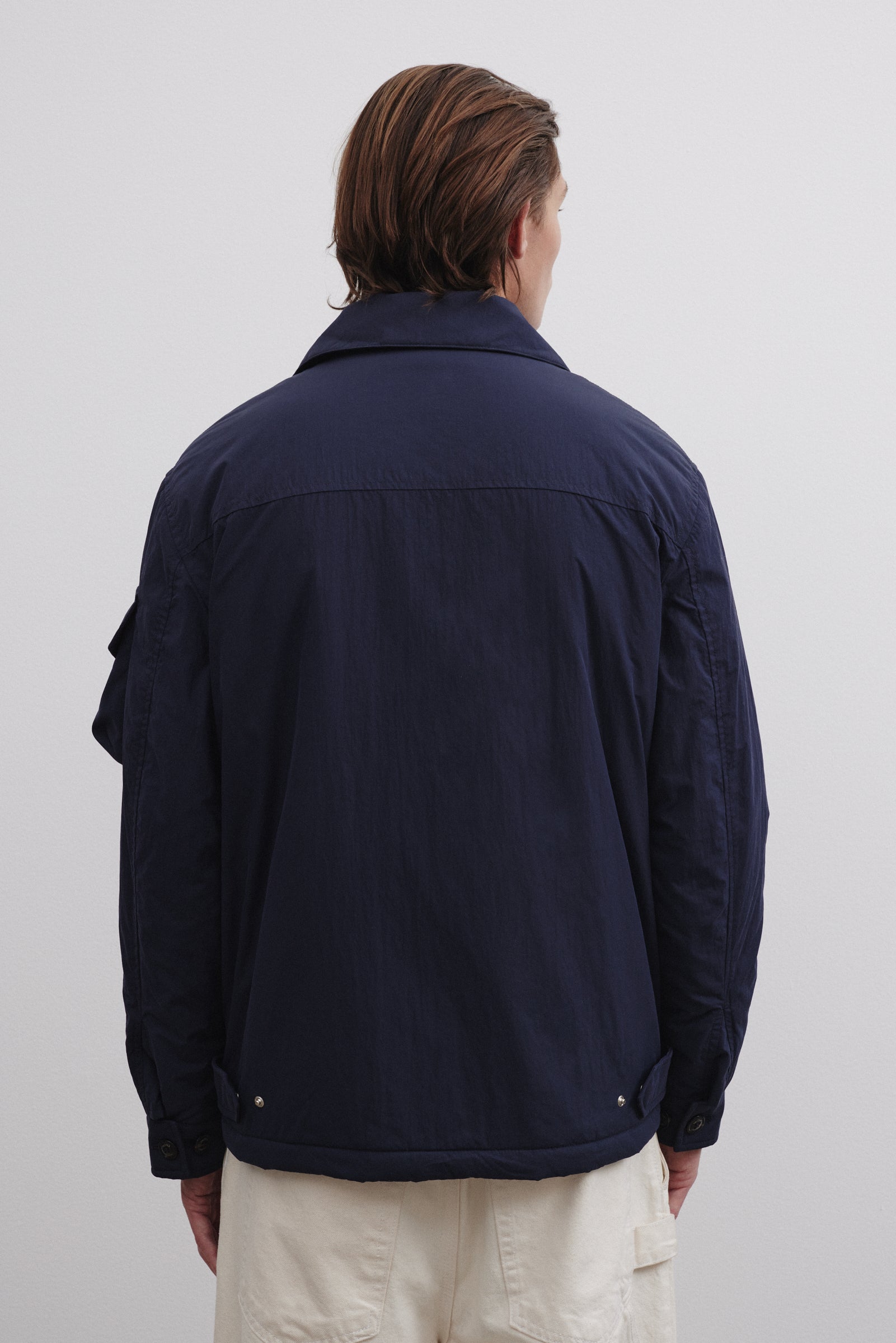 George padded field jacket in water repellent technical fabric. Blue -