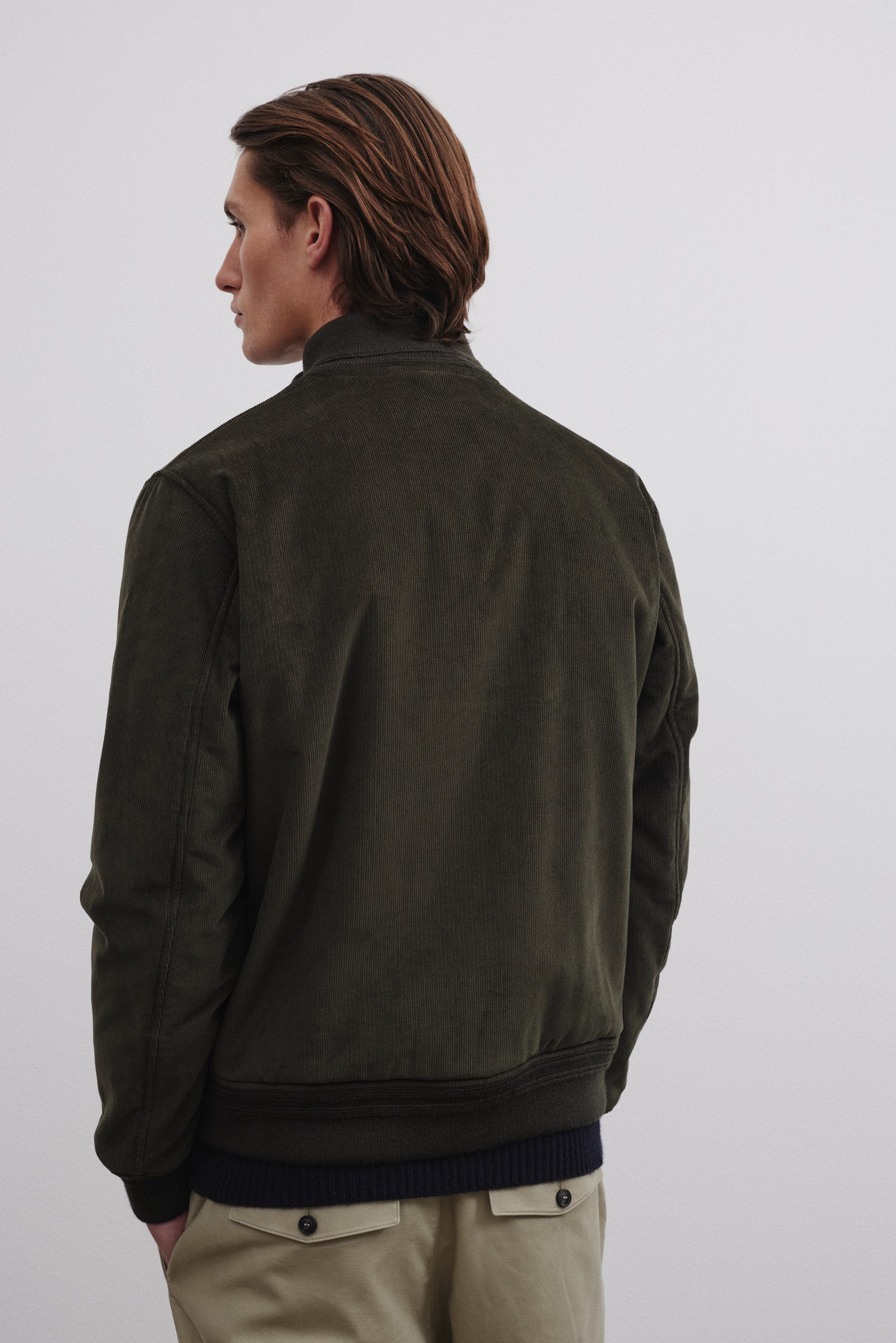 Padded Valstarino jacket in cotton corduroy. Green - Frantoio