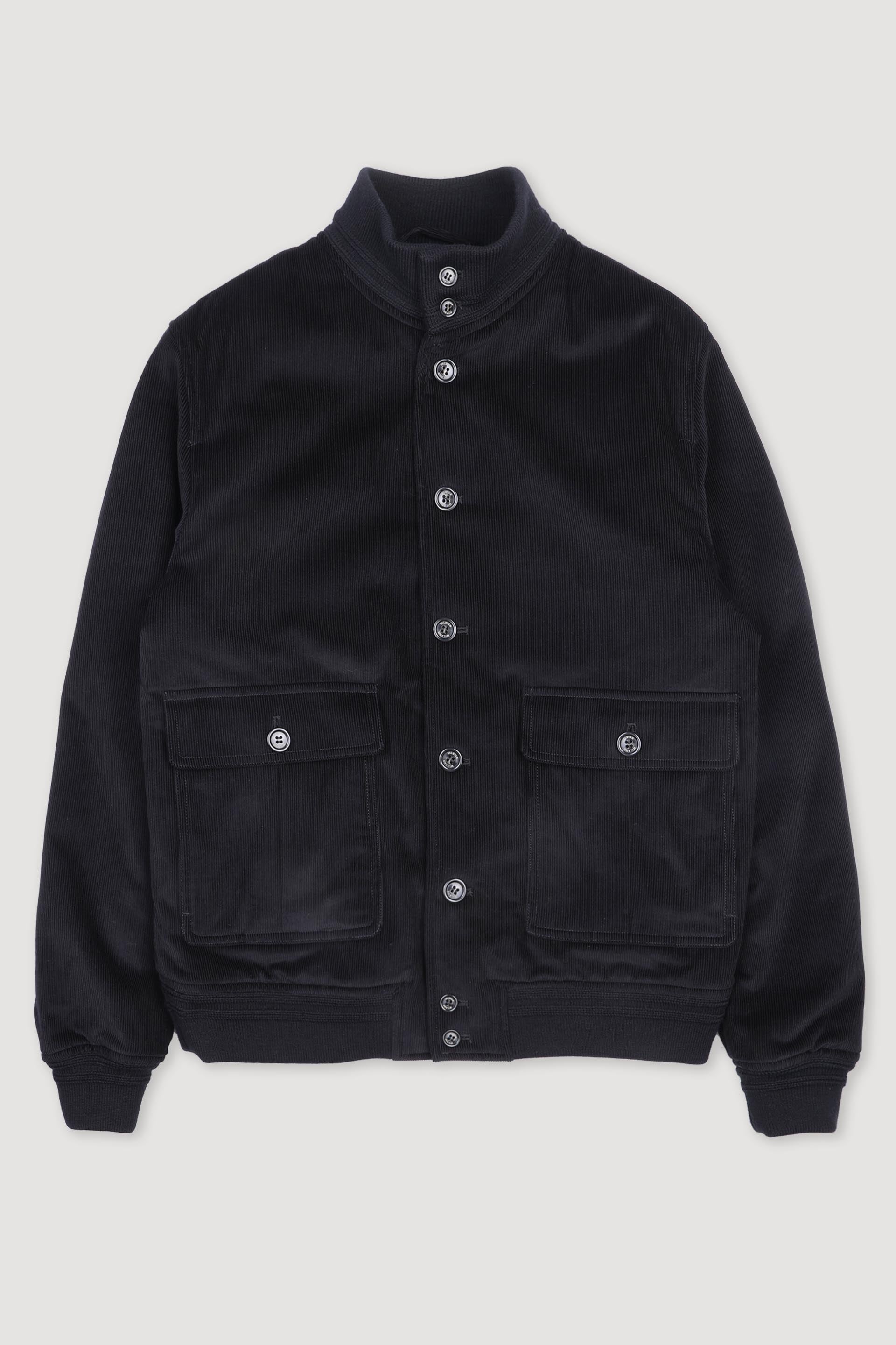 Padded Valstarino jacket in cotton corduroy. - Black