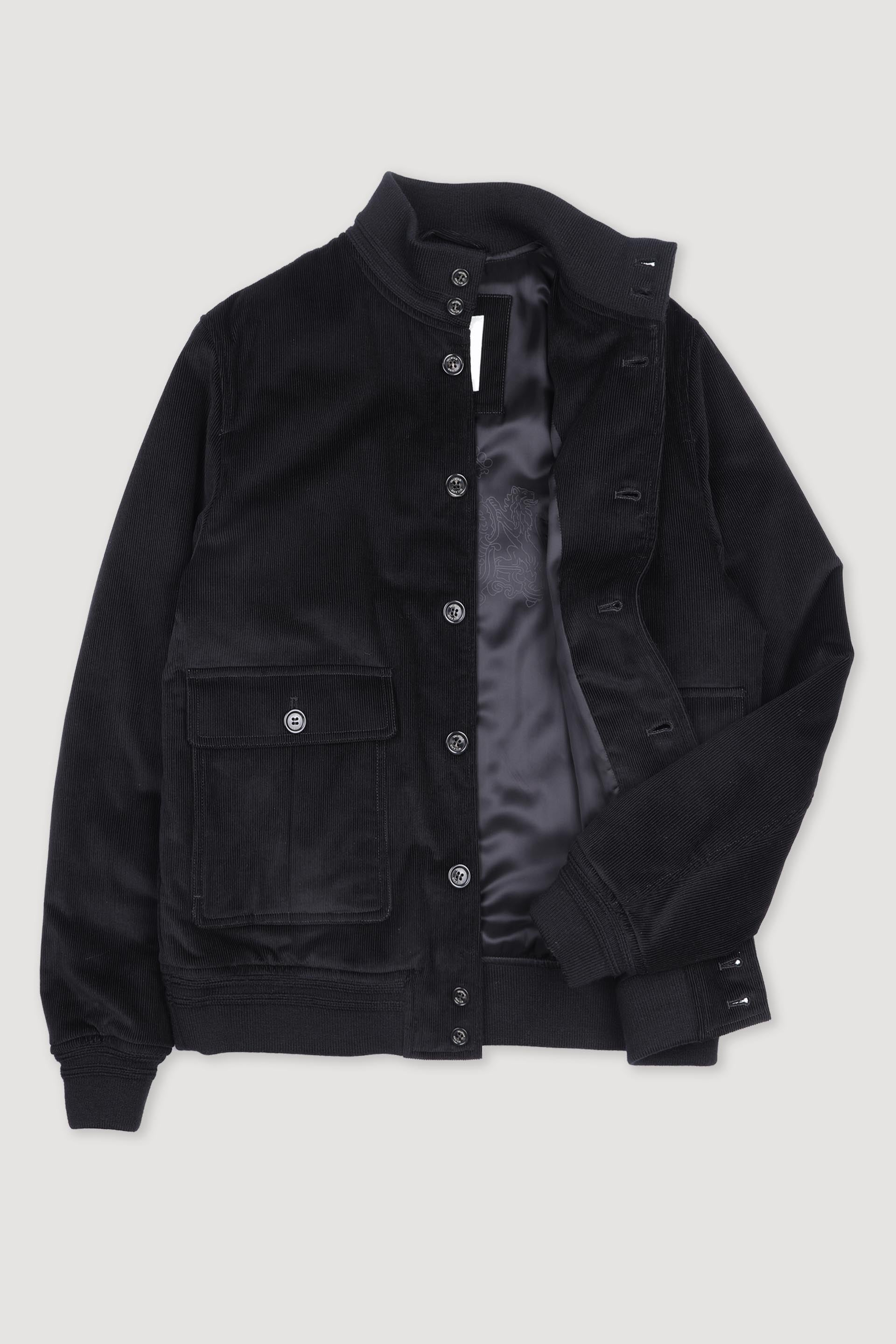 Padded Valstarino jacket in cotton corduroy. - Black