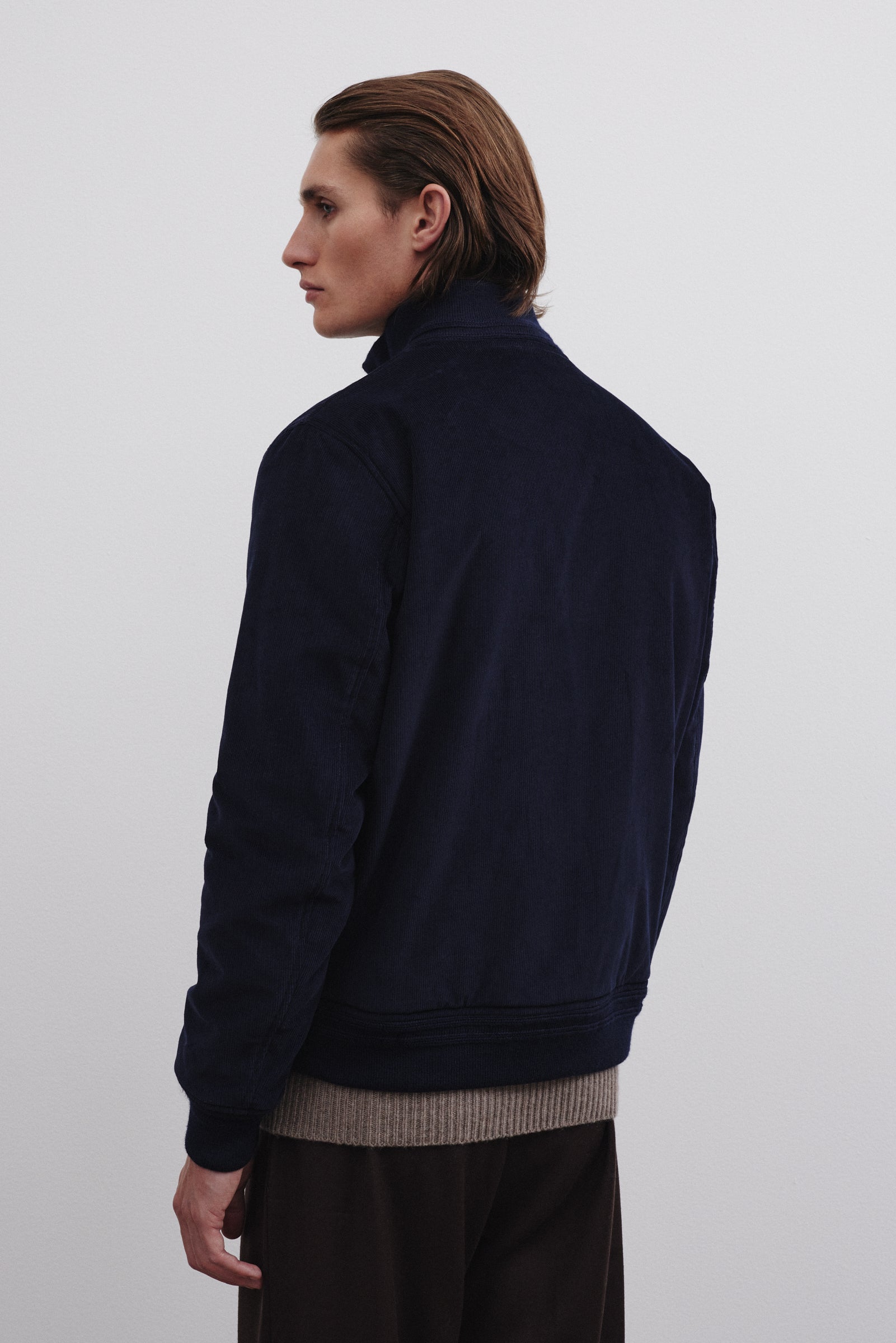 Padded Valstarino jacket in cotton corduroy. Blue - Navy