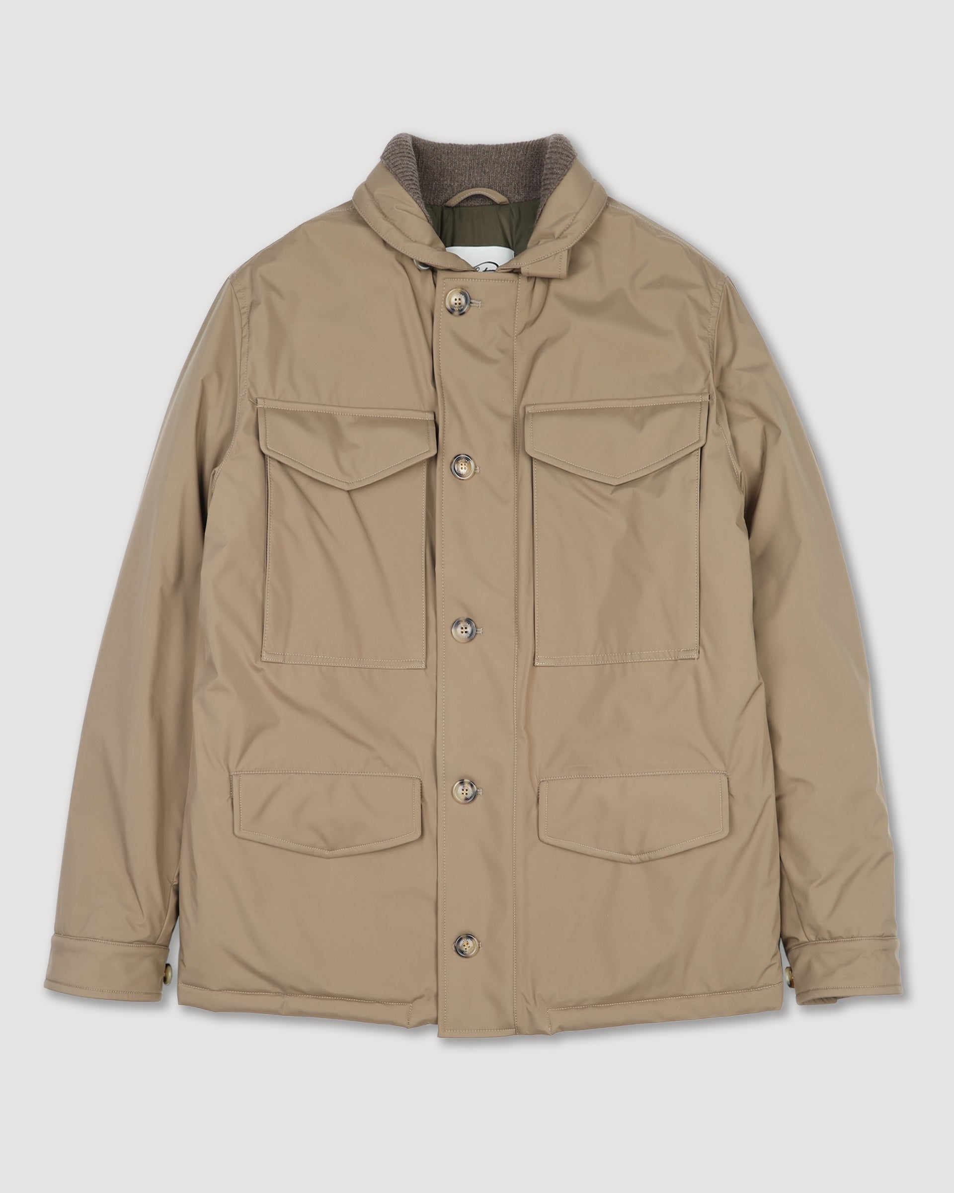 Field Jacket Loyal in tessuto tecnico di microfibra waterproof, imbottita. Beige - Avana