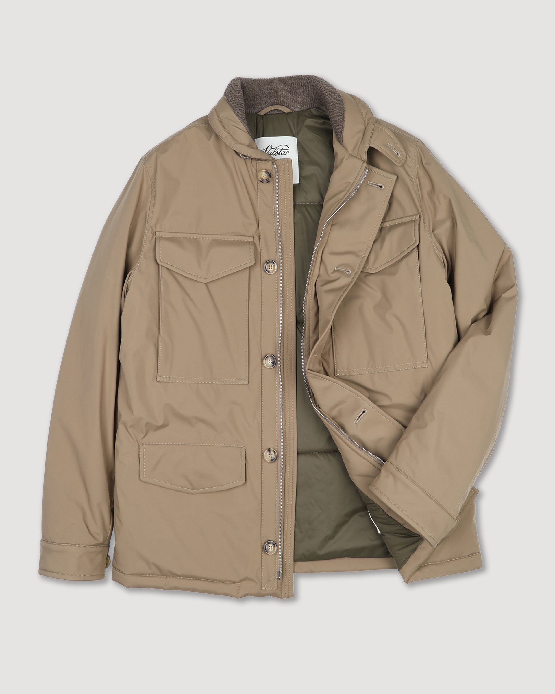 Field Jacket Loyal in tessuto tecnico di microfibra waterproof, imbottita. Beige - Avana