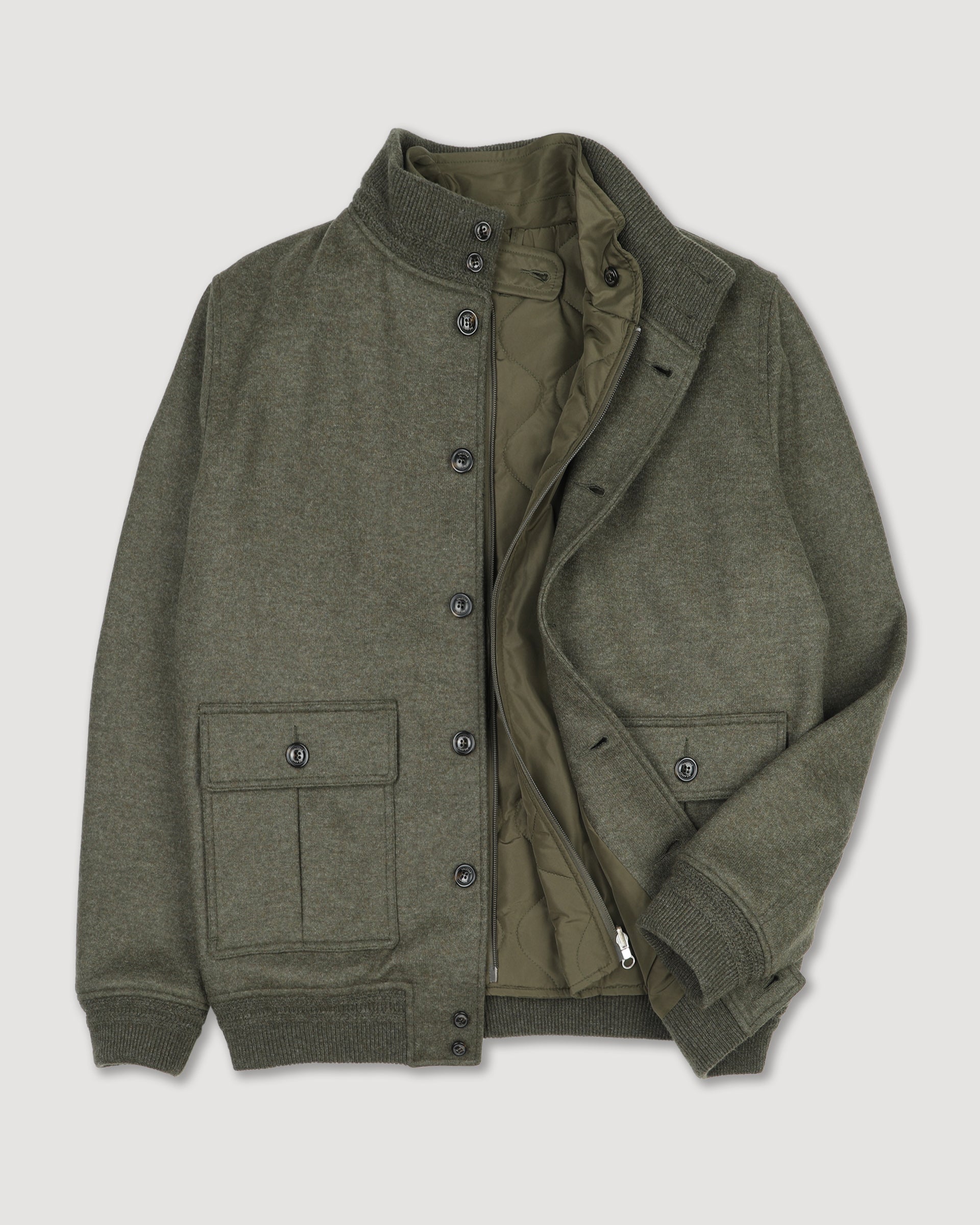 Valstarino jacket in wool blend jersey felt fabric with detachable qui