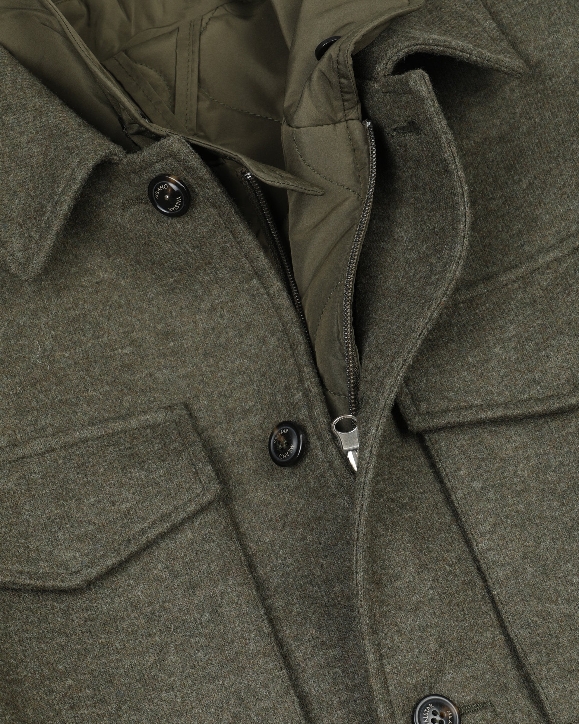 Field jacket Demetry in panno/jersey in misto lana con gilet interno trapuntato staccabile. Verde - Military green